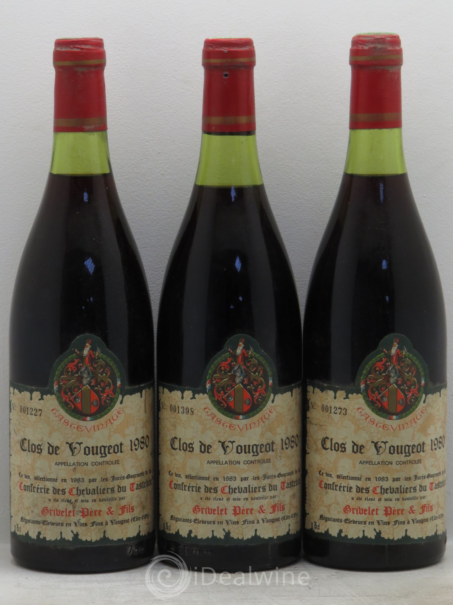 Clos de Vougeot Grand Cru Domaine Grivelet 1980 - Lot de 3 bouteilles - 0