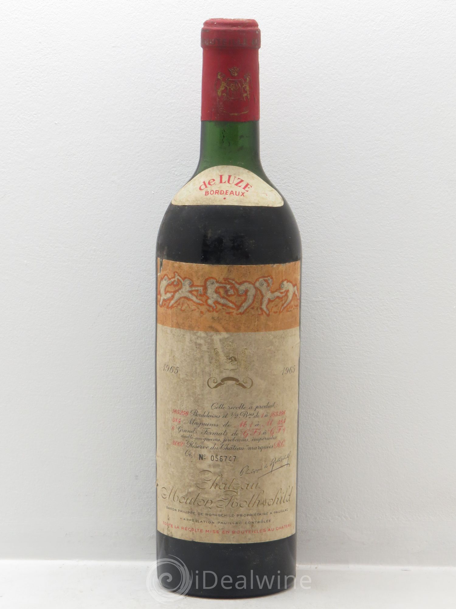 Château Mouton Rothschild 1er Grand Cru Classé Négoce "De Luze" 1965 - Lot de 1 bouteille - 0