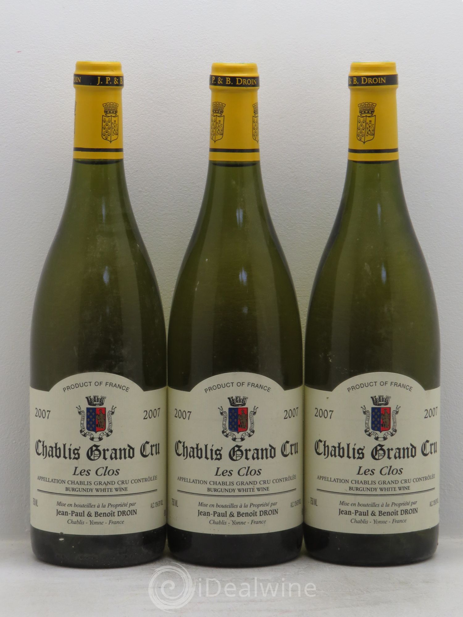 Chablis Grand Cru Les Clos Jean-Paul & Benoît Droin (Domaine) 2007 - Lot de 3 bouteilles - 0