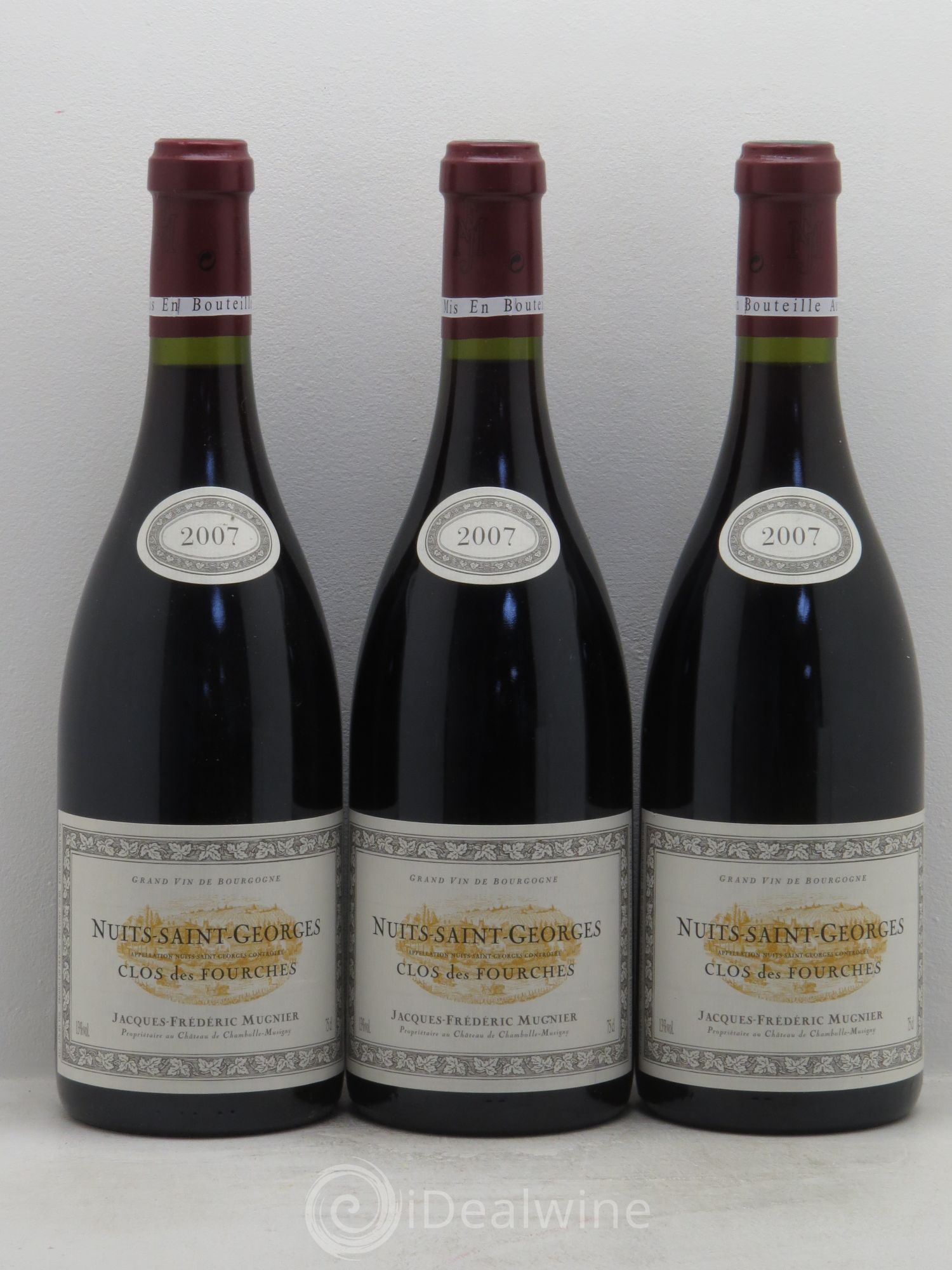 Nuits-Saint-Georges Clos des Fourches Jacques-Frédéric Mugnier 2007 - Lot de 3 bouteilles - 0