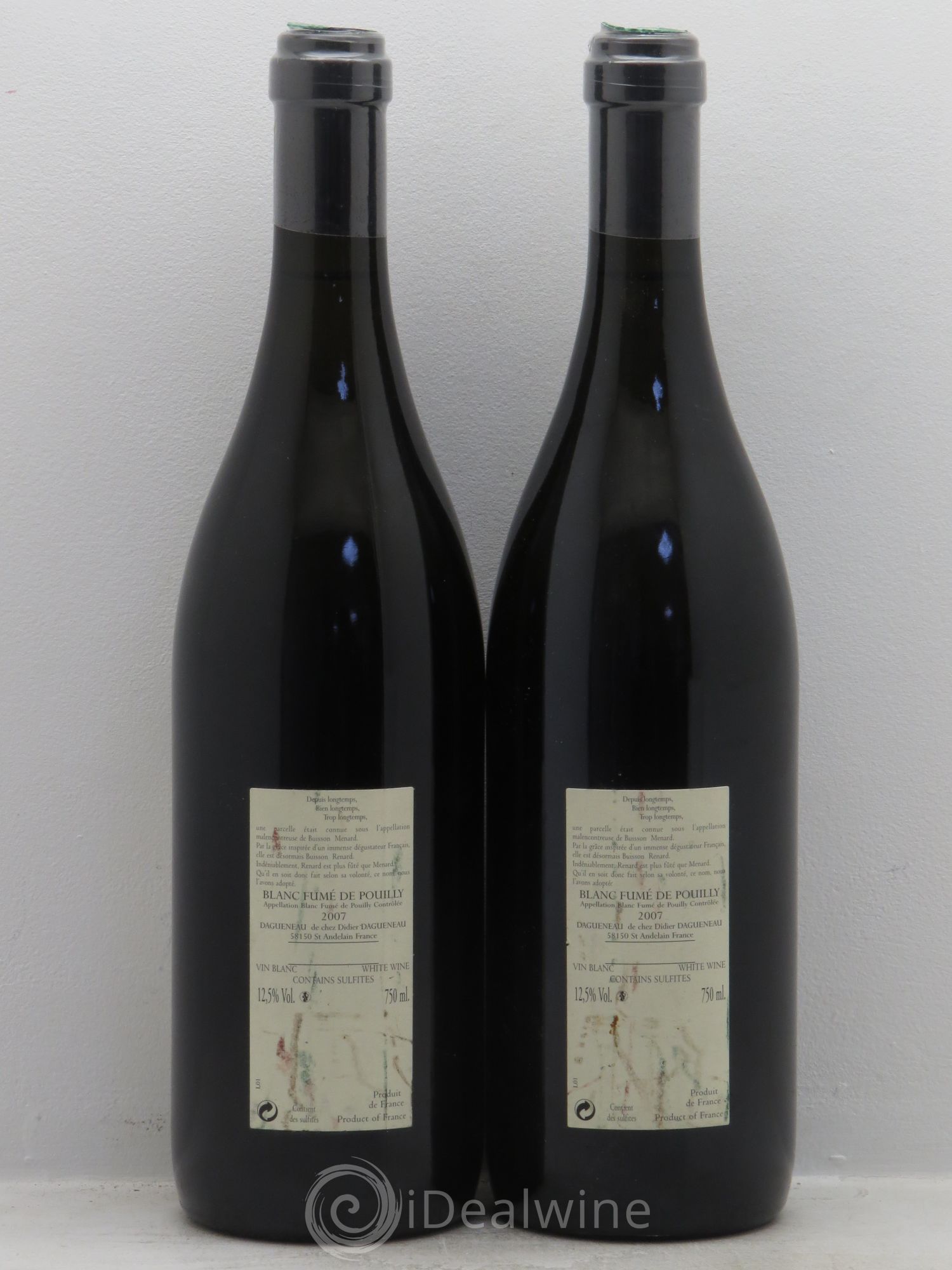 Vin de France (anciennement Pouilly-Fumé) Buisson Renard Dagueneau (Domaine Didier - Louis-Benjamin) 2007 - Lot de 2 bouteilles - 1
