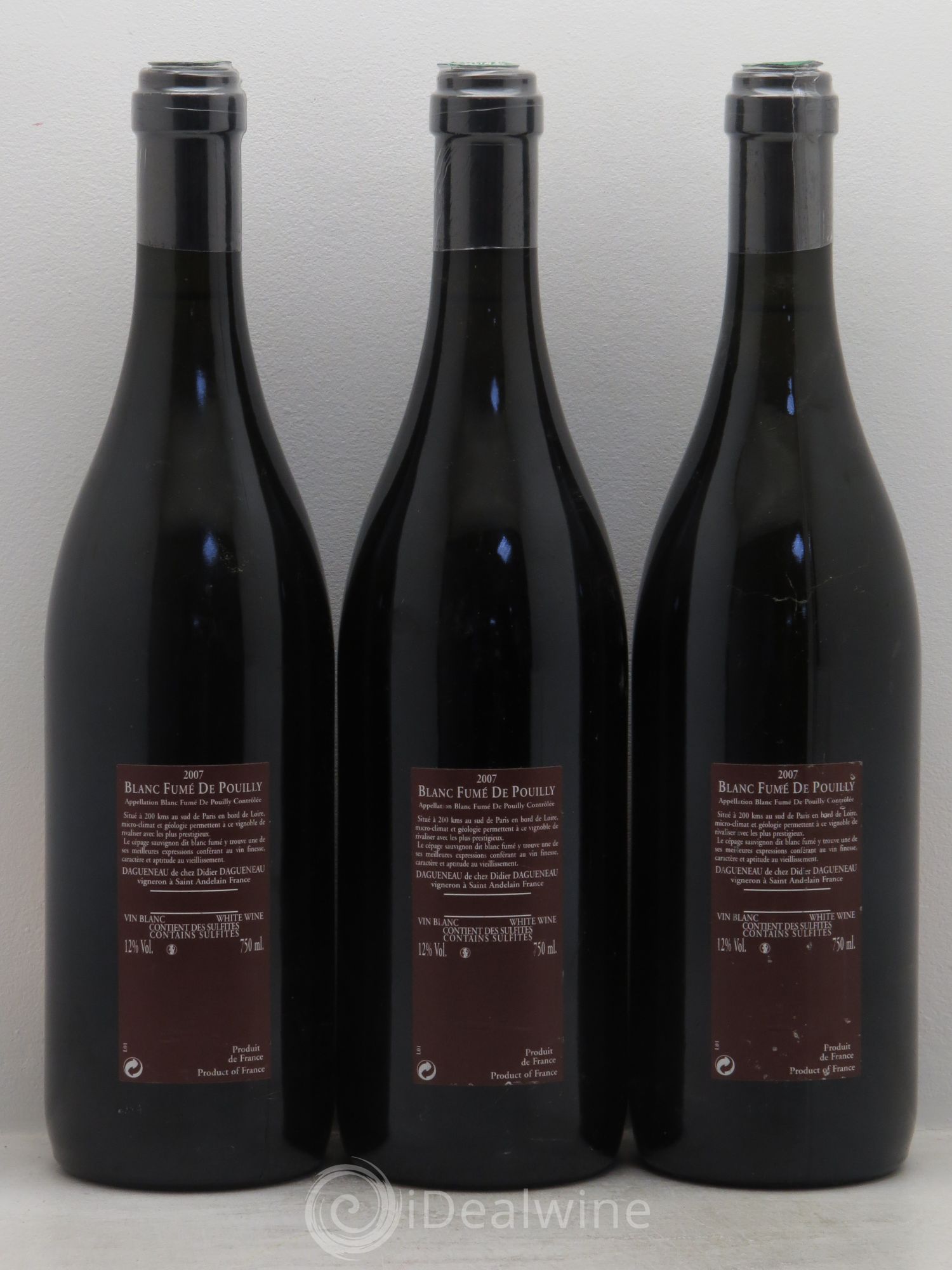 Vin de France (anciennement Pouilly-Fumé) Pur Sang Dagueneau (Domaine Didier - Louis-Benjamin) 2007 - Lot de 3 bouteilles - 1