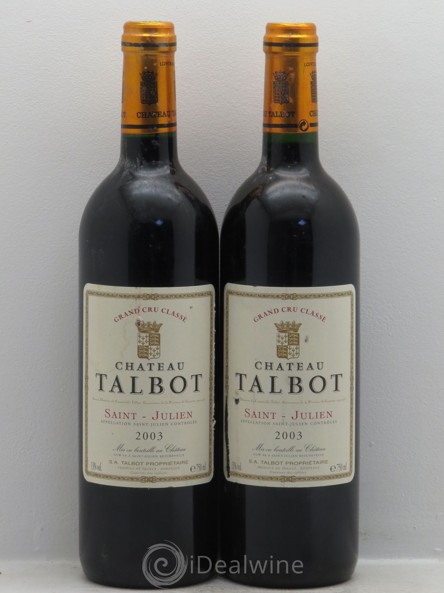Château Talbot 4ème Grand Cru Classé 2003 - Lot de 2 bouteilles - 0