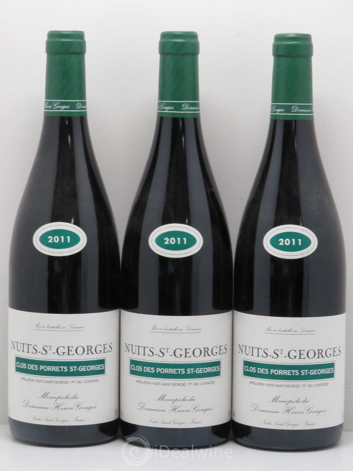 Nuits-Saint-Georges 1er Cru Clos des Porrets St Georges Henri Gouges (sans prix de réserve) 2011 - Lot de 3 bouteilles - 0