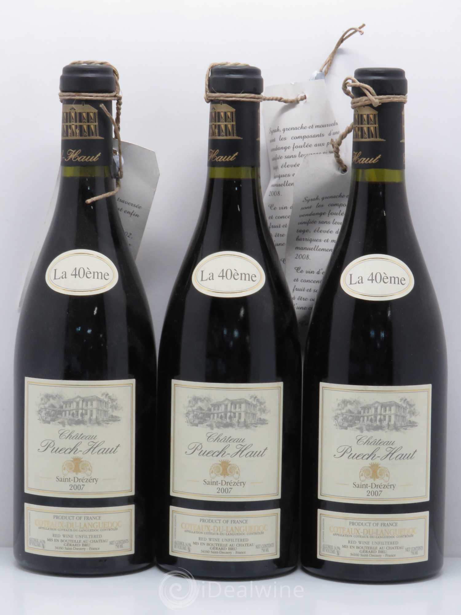 Coteaux du Languedoc Château Puech Haut La 40ème 2007 - Posten von 3 Flaschen - 0