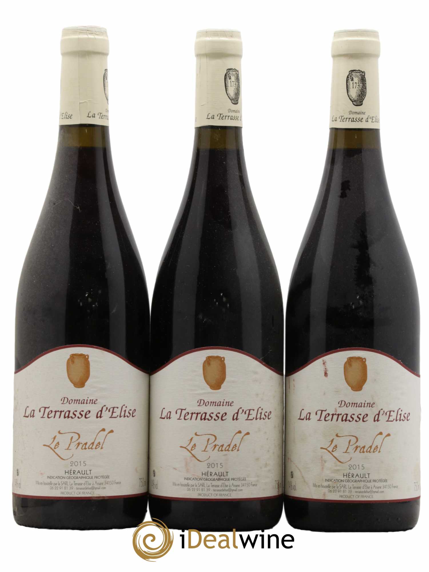 Pays d'Hérault Le Pradel Terrasse d'Elise (Domaine de la) 2015 - Lotto di 3 bottiglie - 0