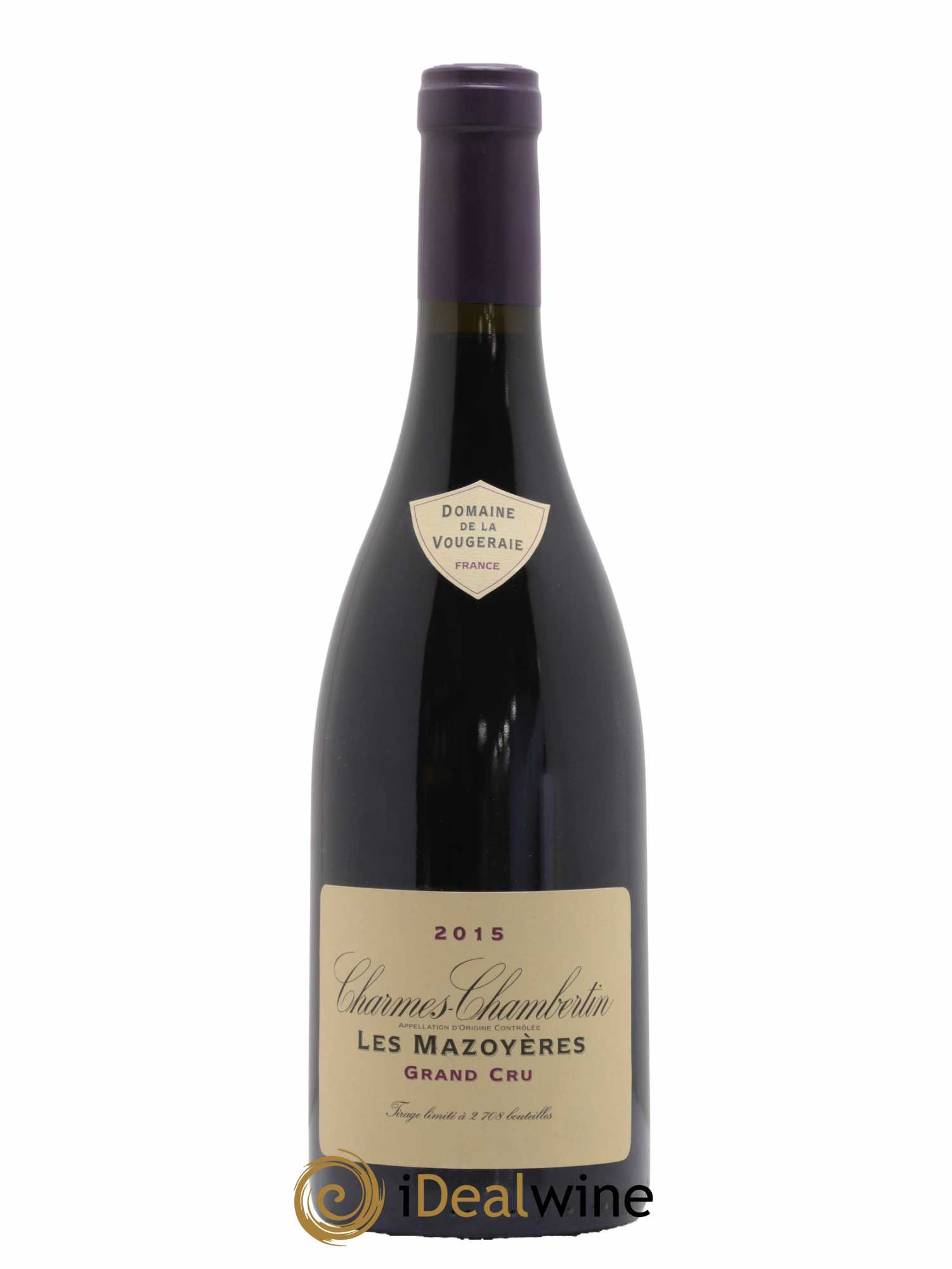 Charmes-Chambertin Grand Cru Les Mazoyères La Vougeraie 2015 - Lot de 1 bouteille - 0