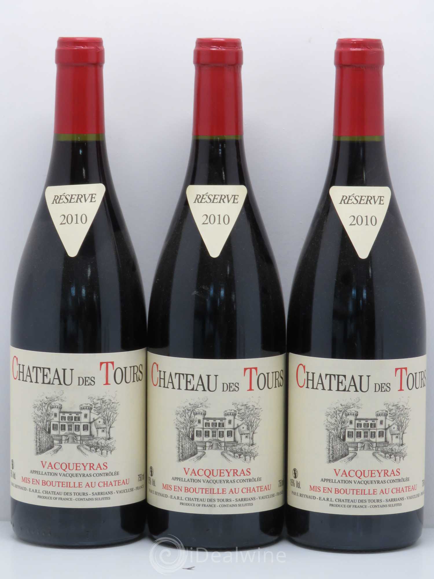 Vacqueyras Château des Tours Emmanuel Reynaud 2010 - Lot de 3 bouteilles - 0