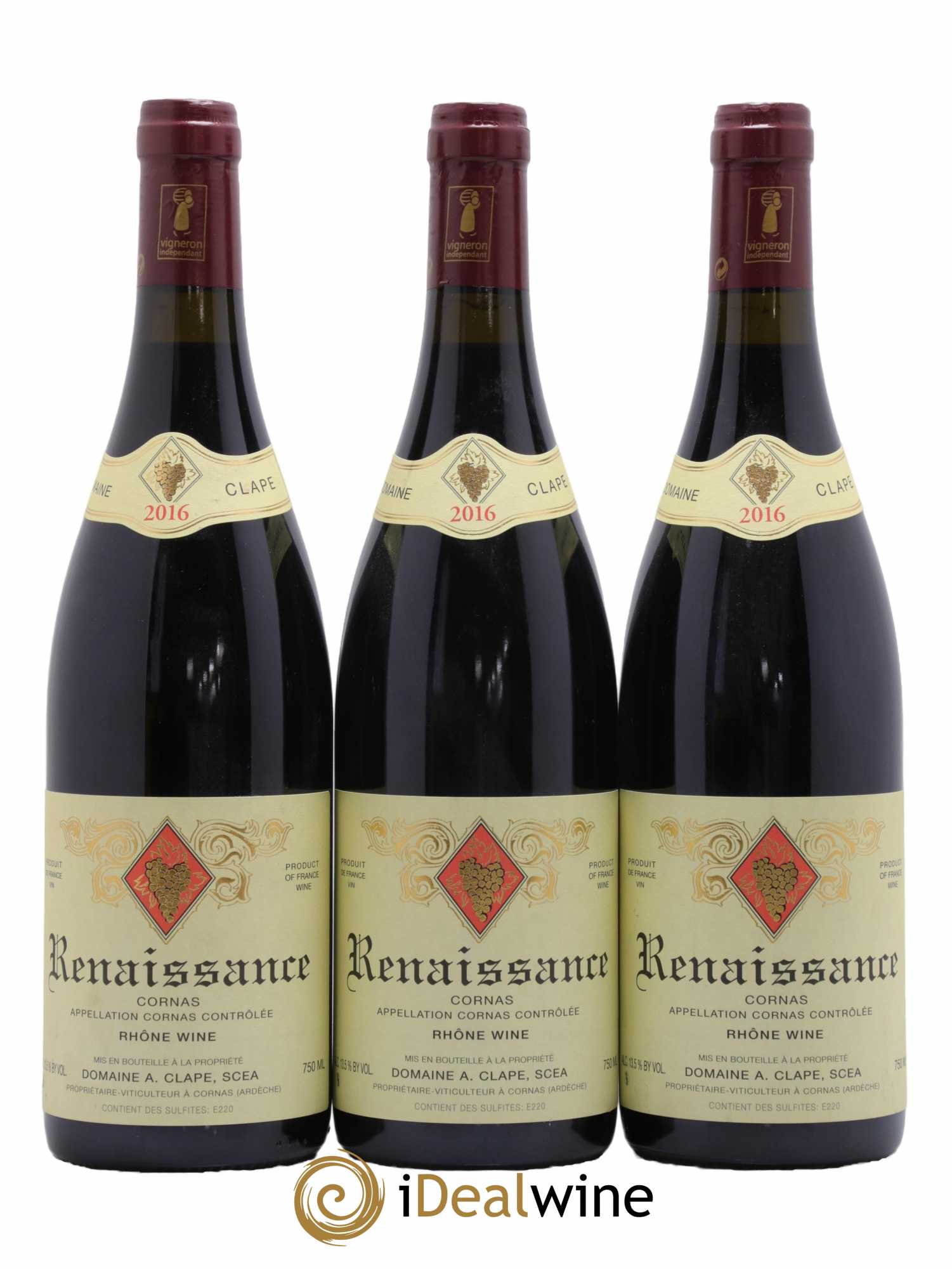 Cornas Renaissance Auguste Clape 2016 - Lot of 3 bottles - 0