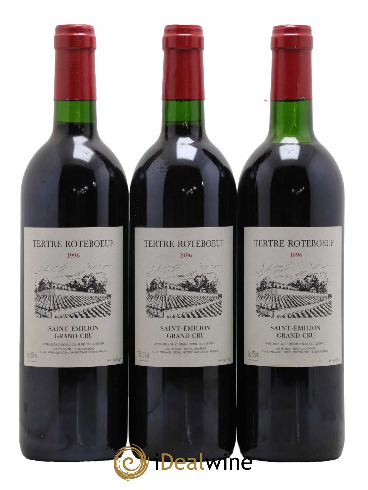 Château Tertre Roteboeuf 1996 - Lot de 3 bouteilles - 0
