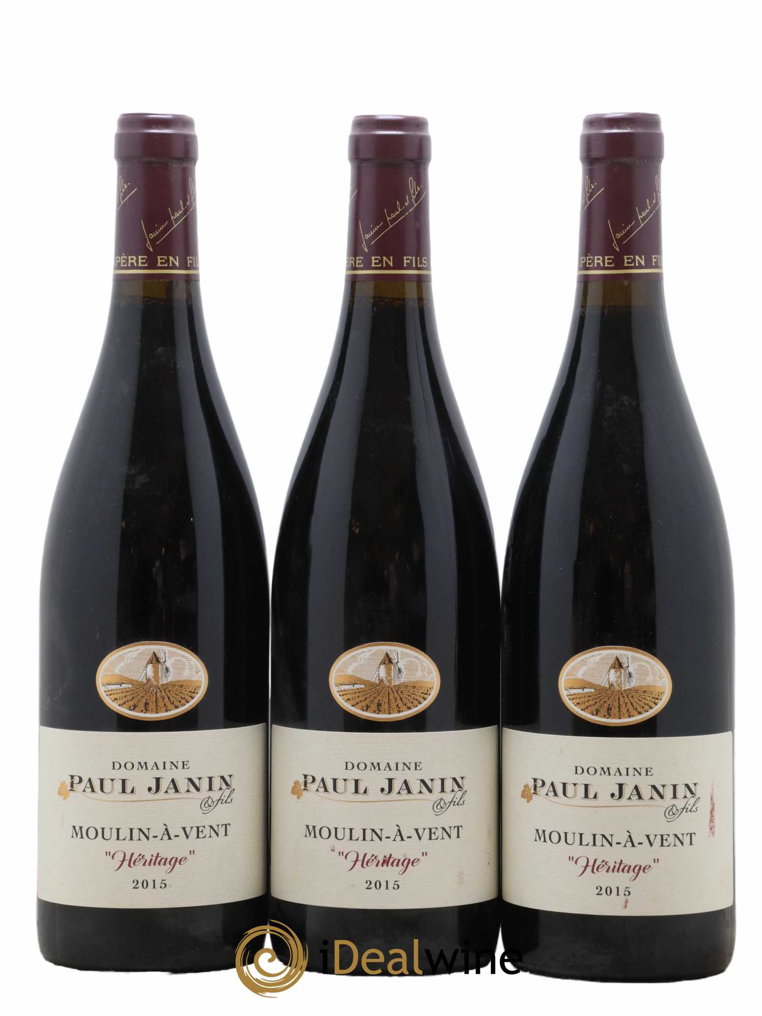 Moulin-à-Vent Héritage Paul Janin et Fils 2015 - Lot de 3 bouteilles - 0