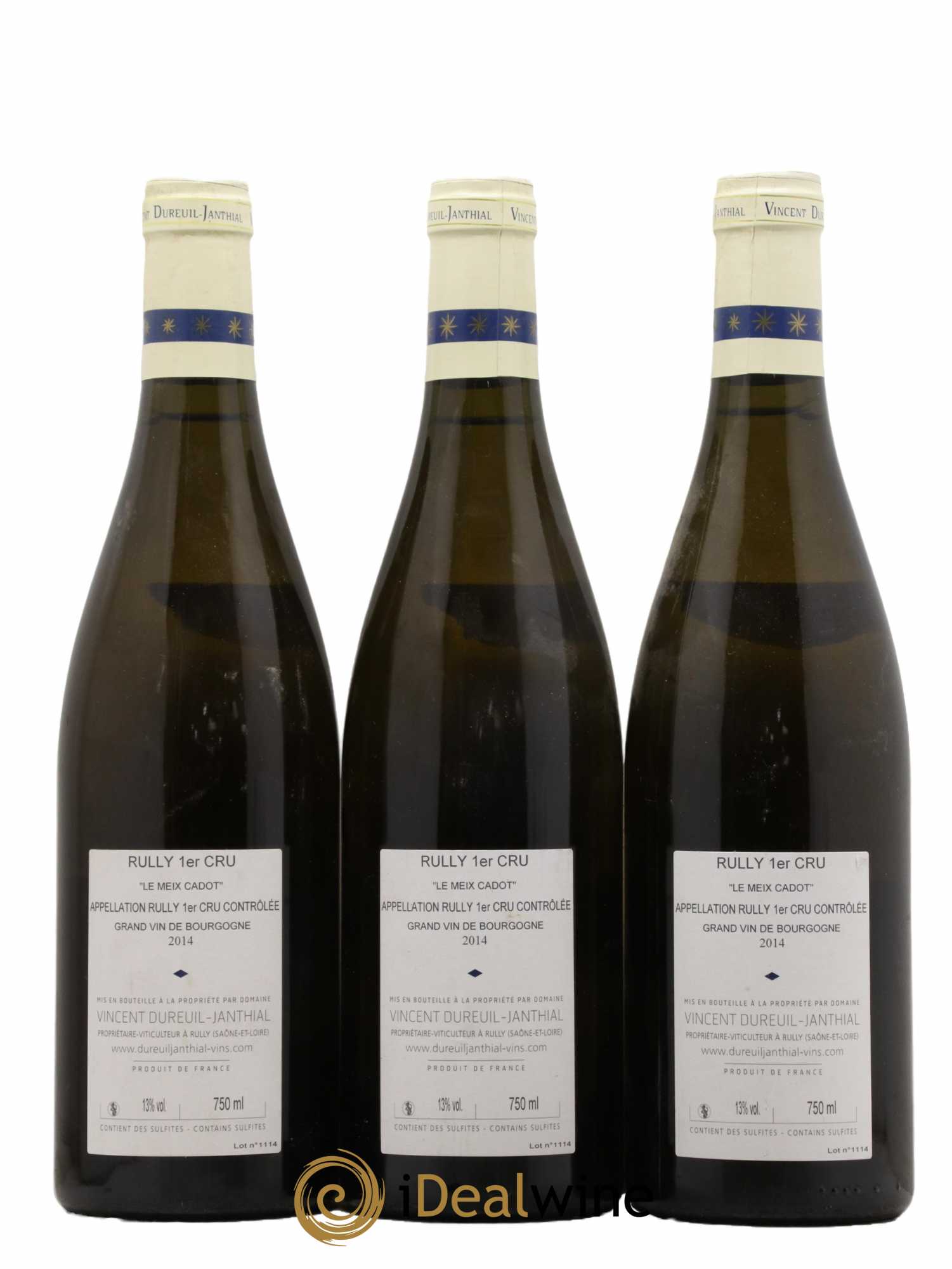 Rully 1er Cru Le Meix Cadot Vieilles Vignes Vincent Dureuil-Janthial 2014 - Lot de 3 bouteilles - 1