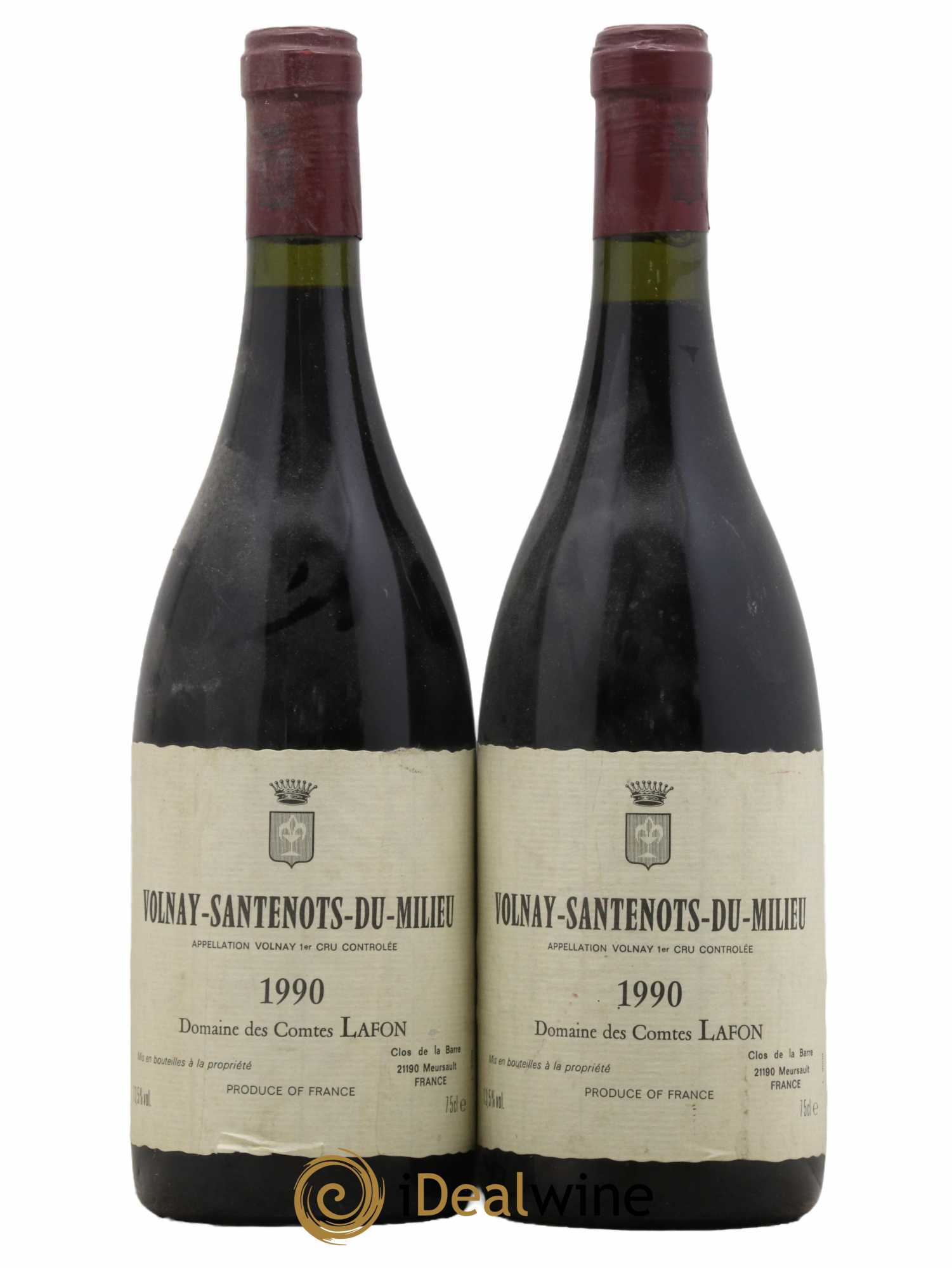 Volnay 1er Cru Santenots du Milieu Comtes Lafon (Domaine des) 1990 - Lot de 2 bouteilles - 0