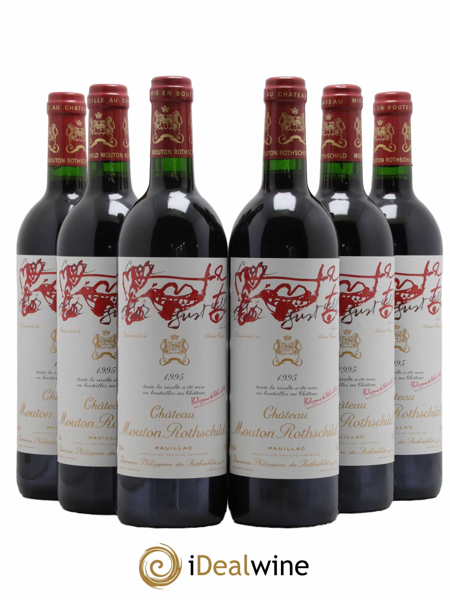 Château Mouton Rothschild 1er Grand Cru Classé 1995 - Lot de 6 bouteilles - 0
