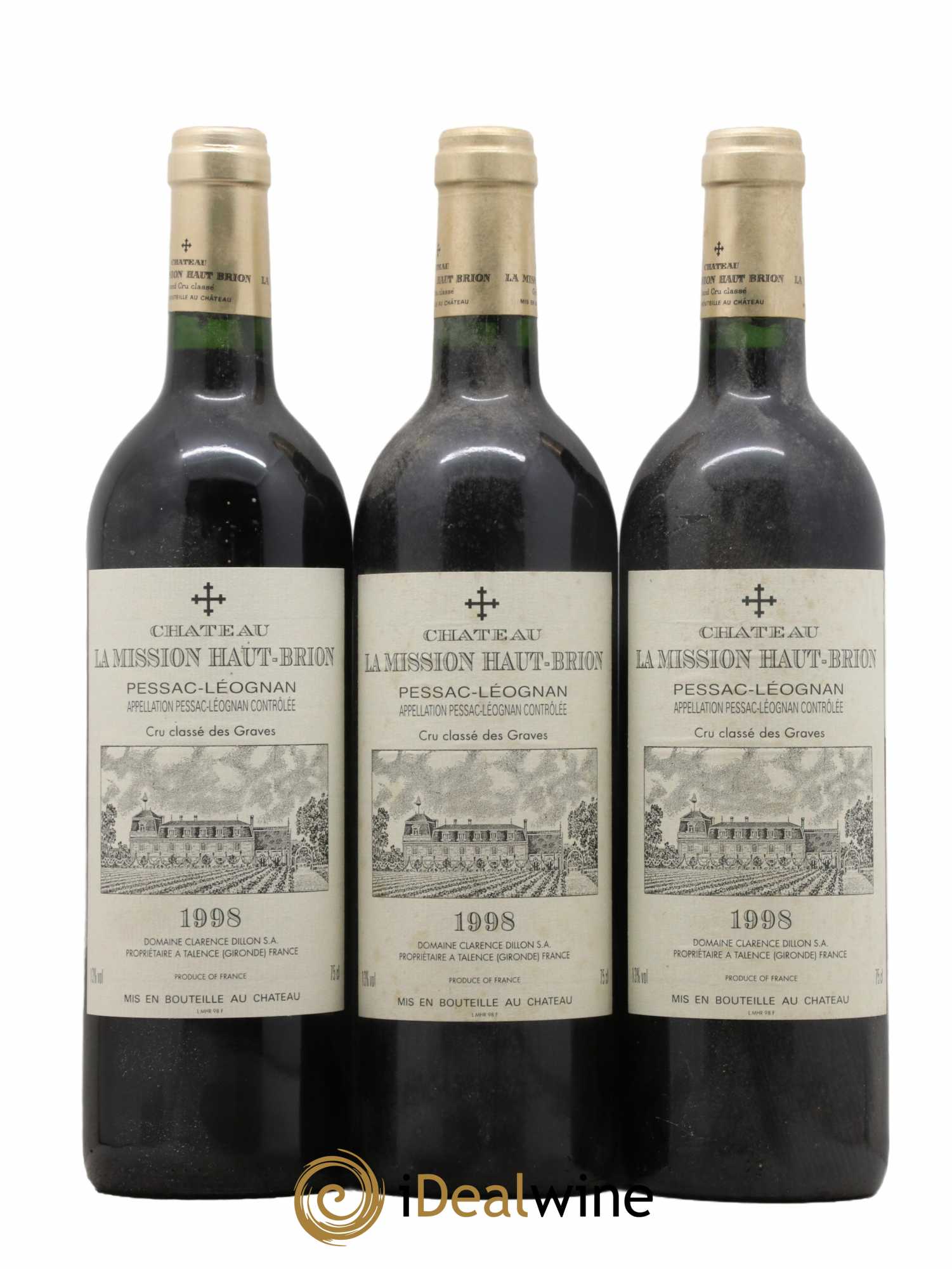 Château la Mission Haut-Brion Cru Classé de Graves 1998 - Lot de 3 bouteilles - 0