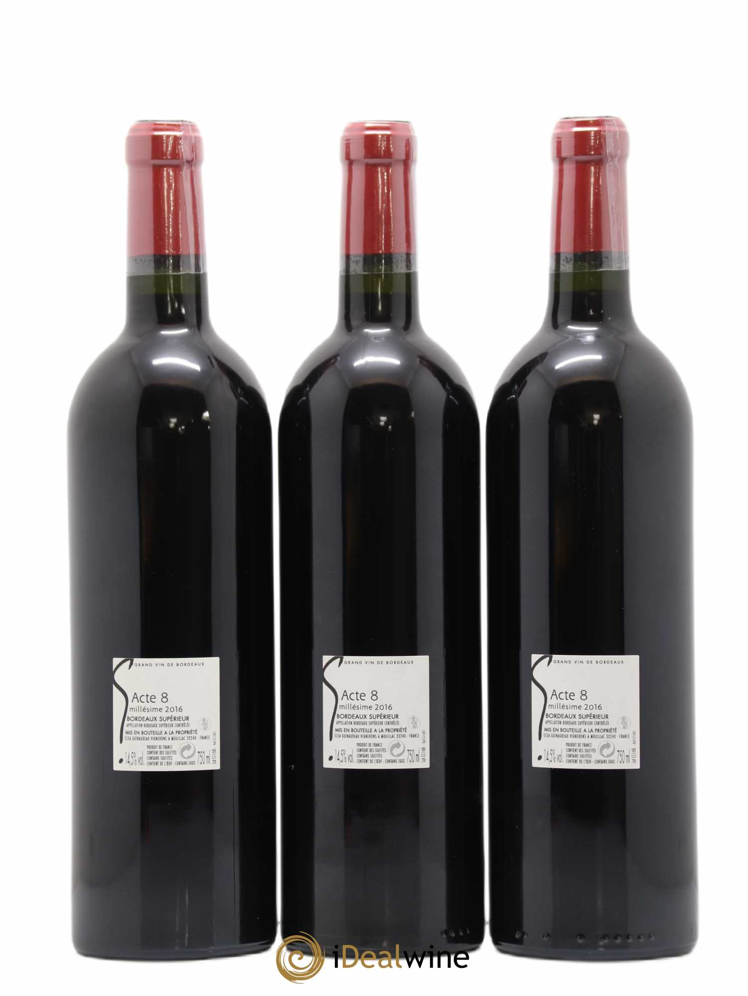 Bordeaux Supérieur Acte 8 by Guinaudeau Vignerons 2016 - Posten von 6 Flaschen - 2