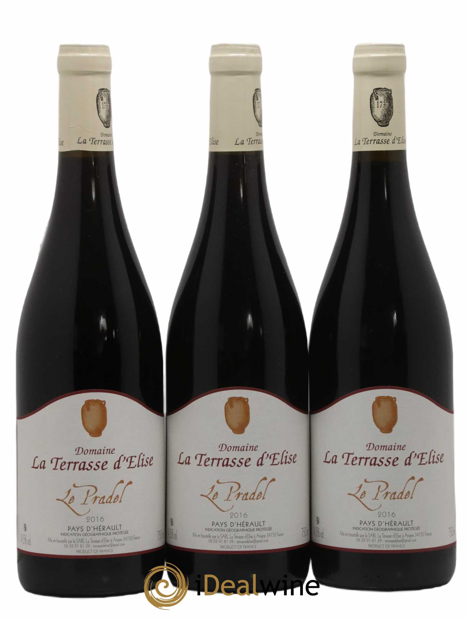 Pays d'Hérault Le Pradel Terrasse d'Elise (Domaine de la) 2016 - Lot de 3 bouteilles - 0