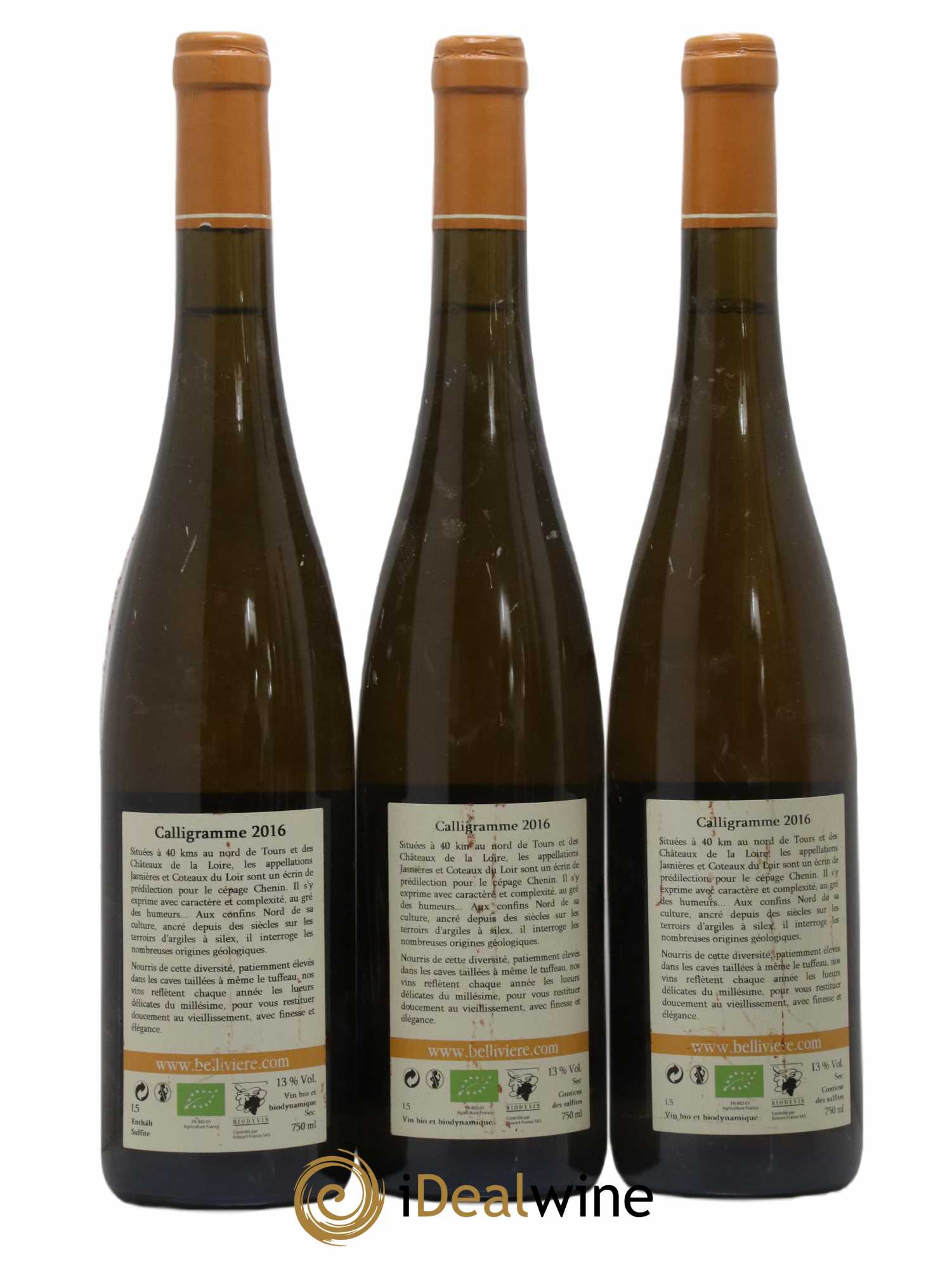 Jasnières Calligramme Domaine de Bellivière 2016 - Lot de 3 bouteilles - 1