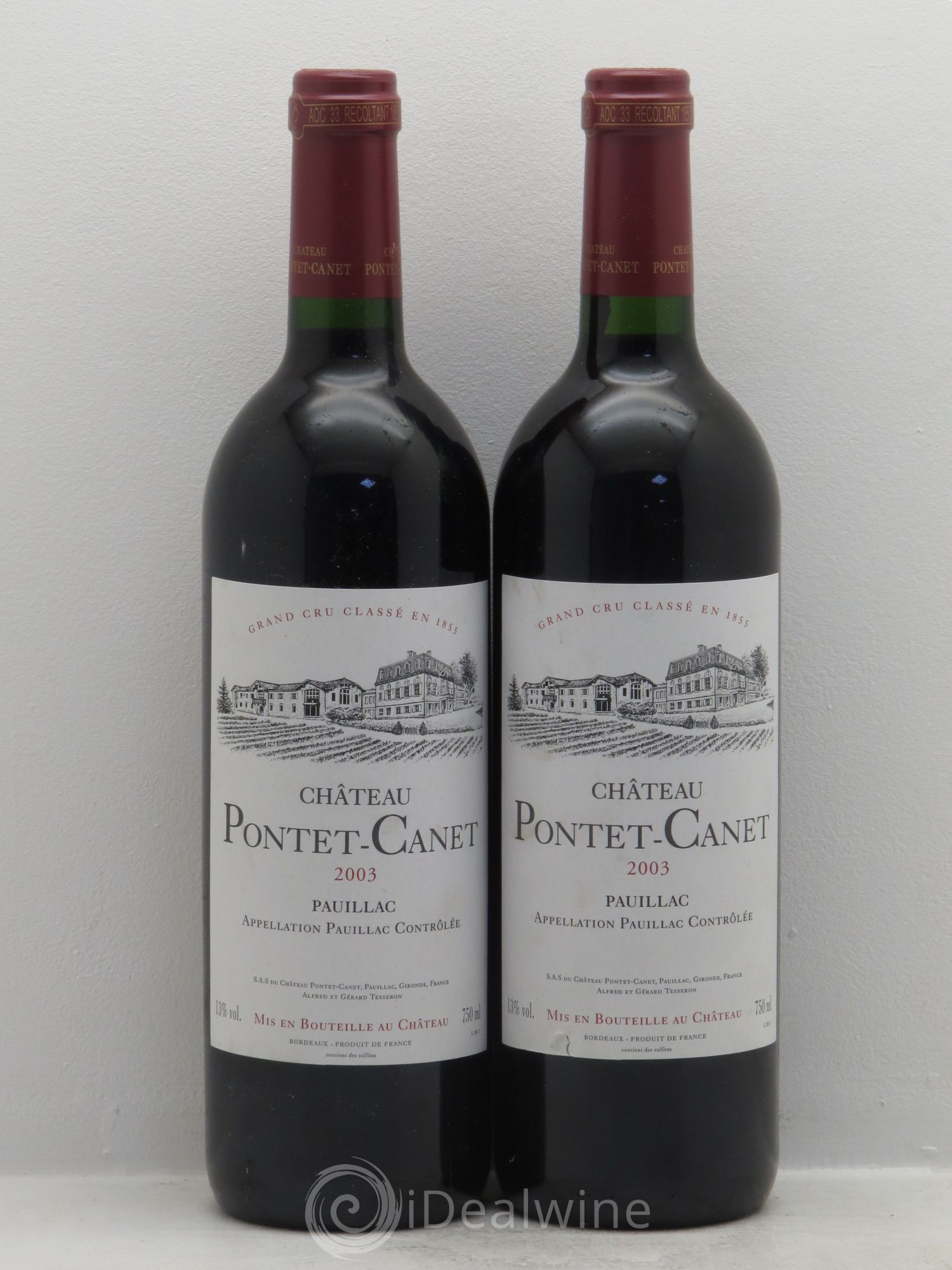 Château Pontet Canet 5ème Grand Cru Classé 2003 - Lot de 2 bouteilles - 0