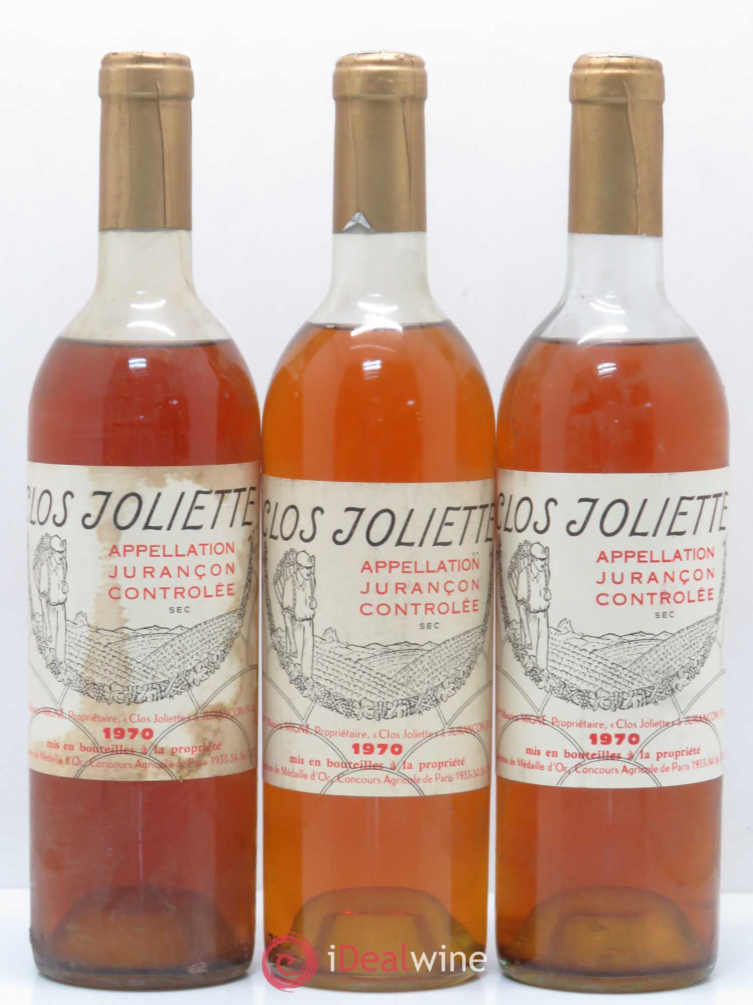 Jurançon Clos Joliette Sec 1970 - Lotto di 3 bottiglie - 0