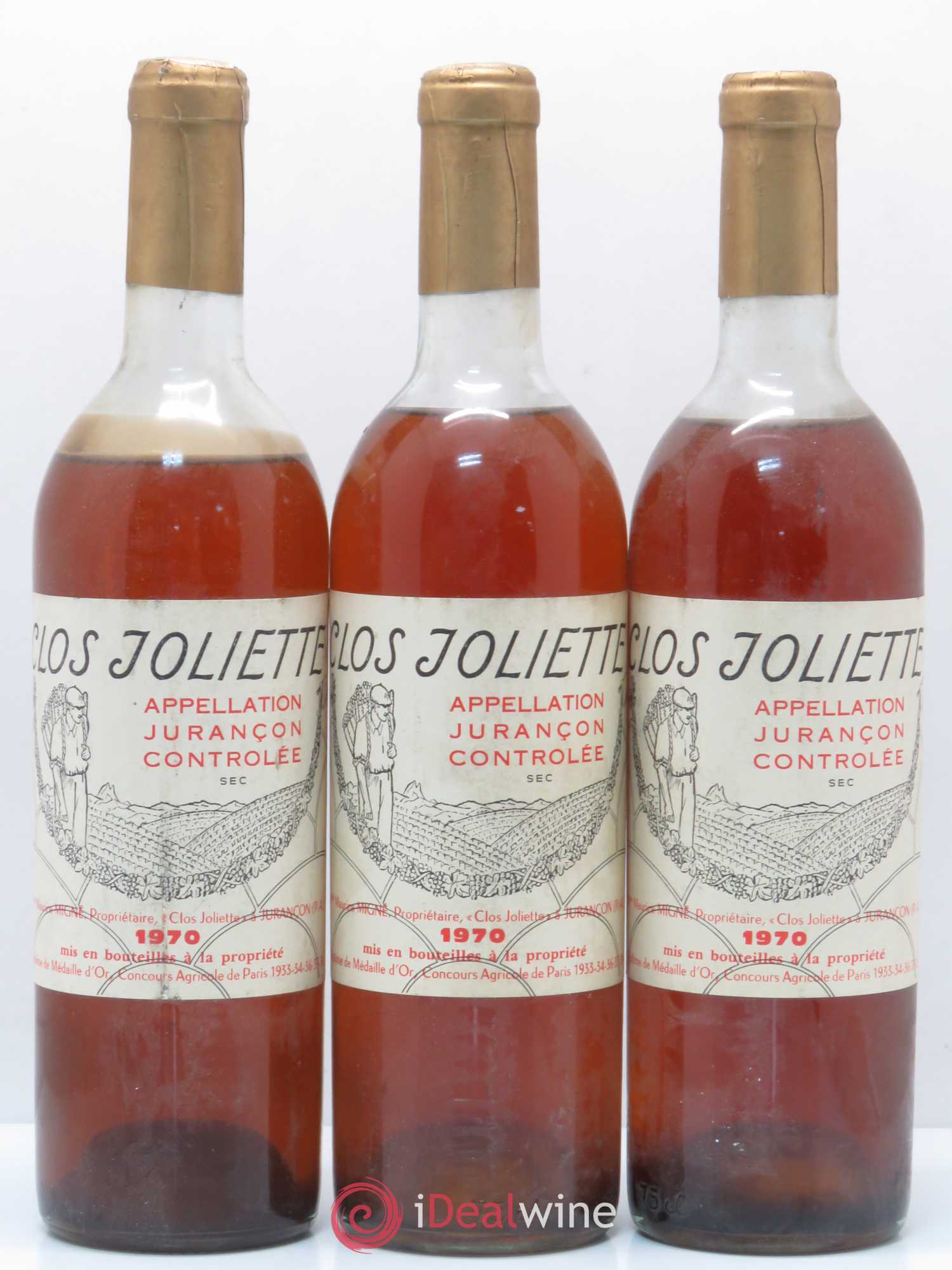 Jurançon Clos Joliette Sec 1970 - Lotto di 3 bottiglie - 0