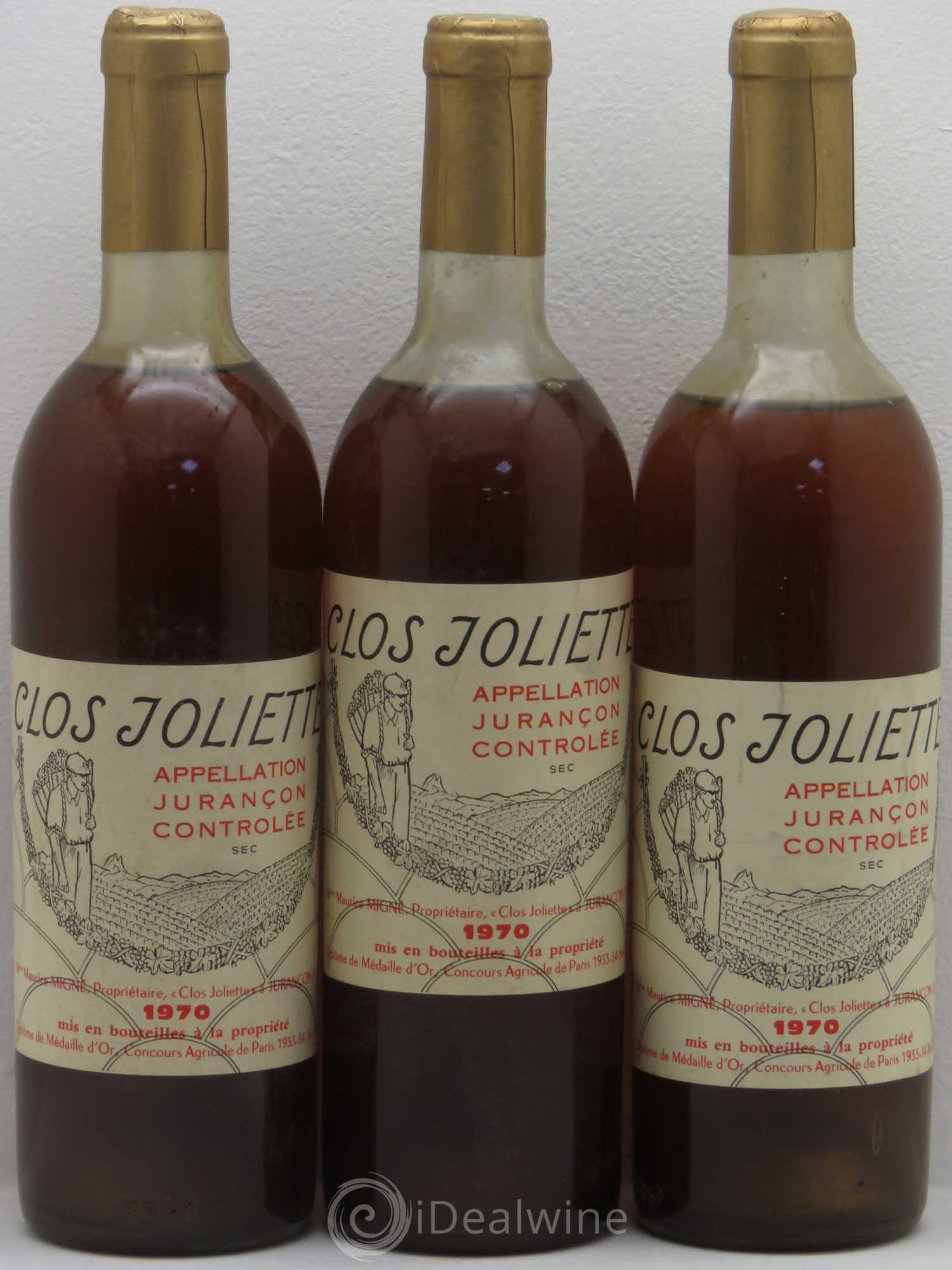 Jurançon Clos Joliette Sec 1970 - Lotto di 3 bottiglie - 0