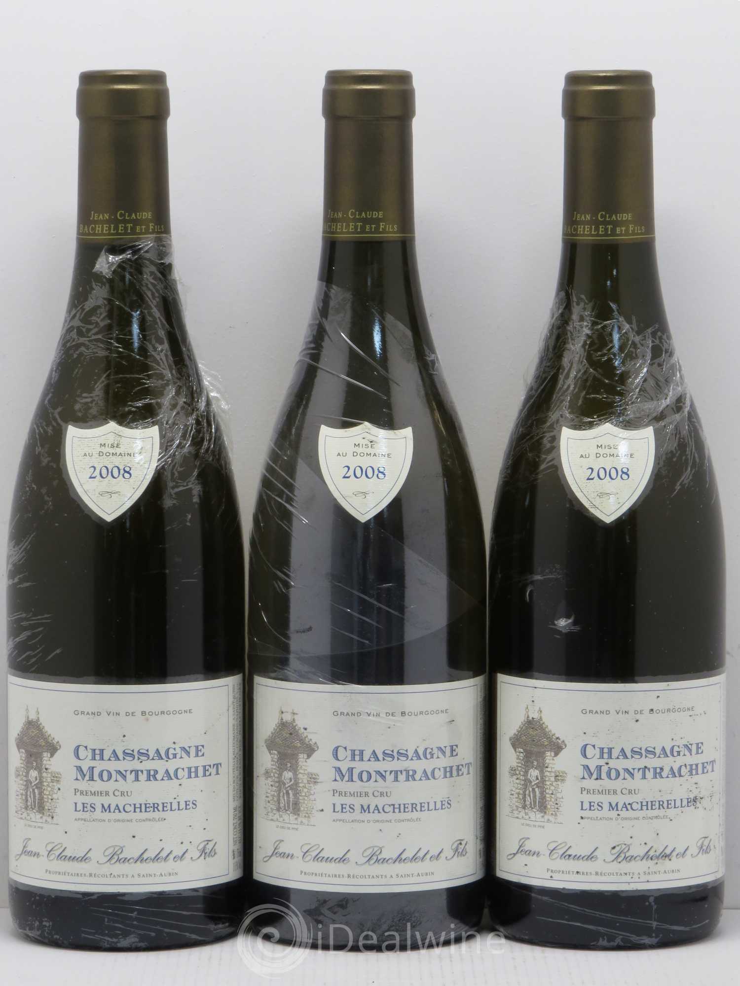 Chassagne-Montrachet 1er Cru Les Macherelles Jean Claude Bachelet Et Fils 2008 - Posten von 3 Flaschen - 0