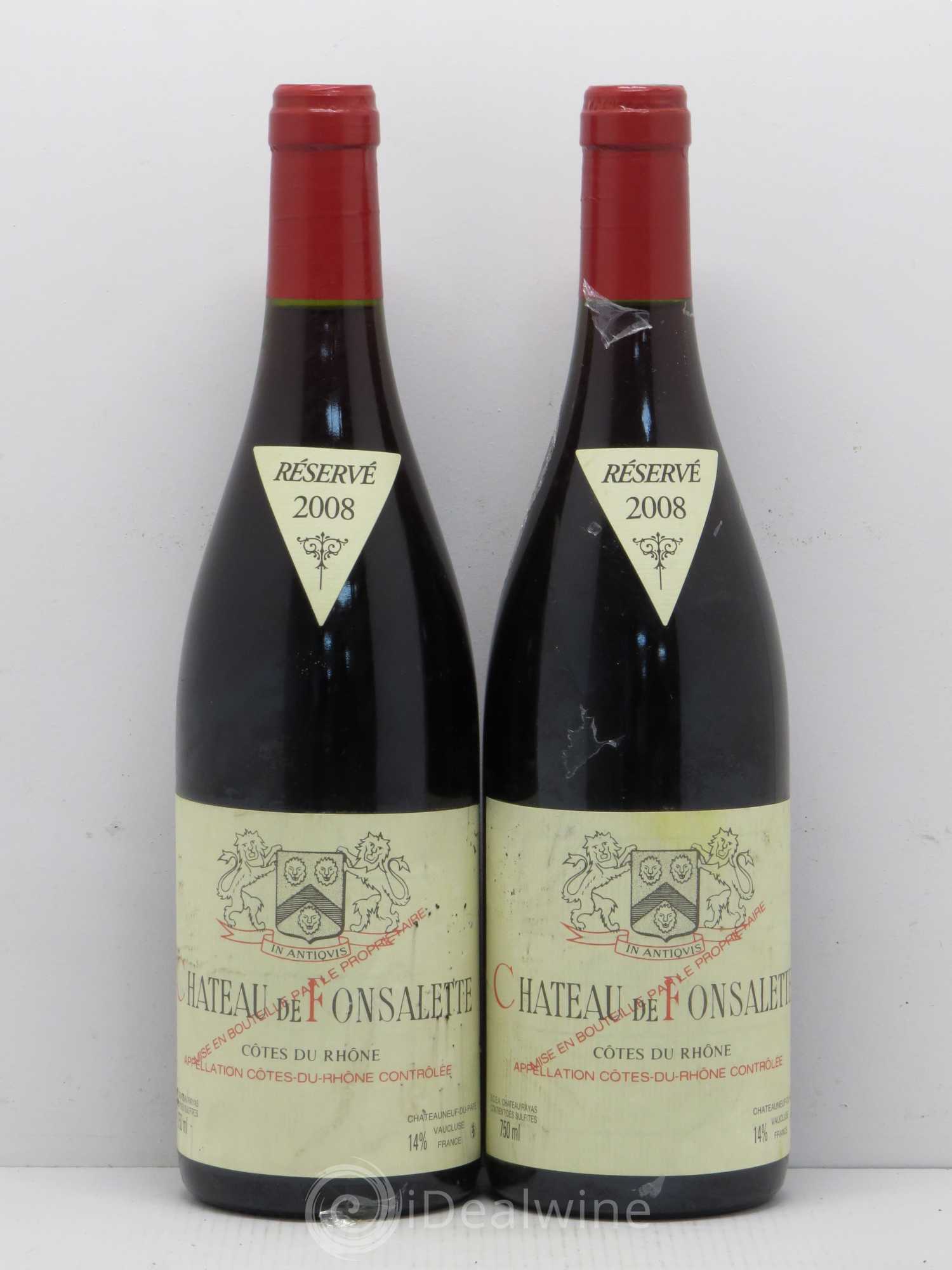 Côtes-du-Rhône Château de Fonsalette Emmanuel Reynaud 2008 - Lot de 2 bouteilles - 0