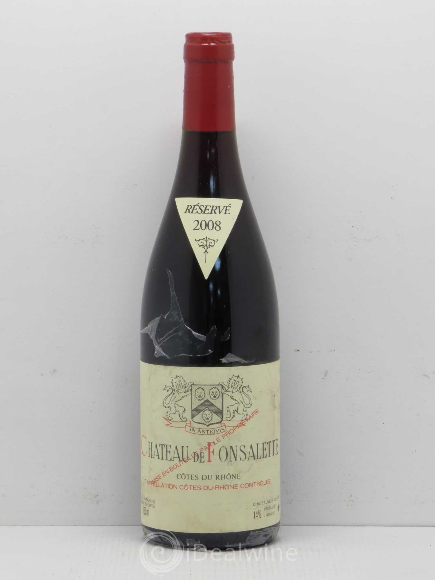 Côtes-du-Rhône Château de Fonsalette Emmanuel Reynaud 2008 - Lot de 1 bouteille - 0