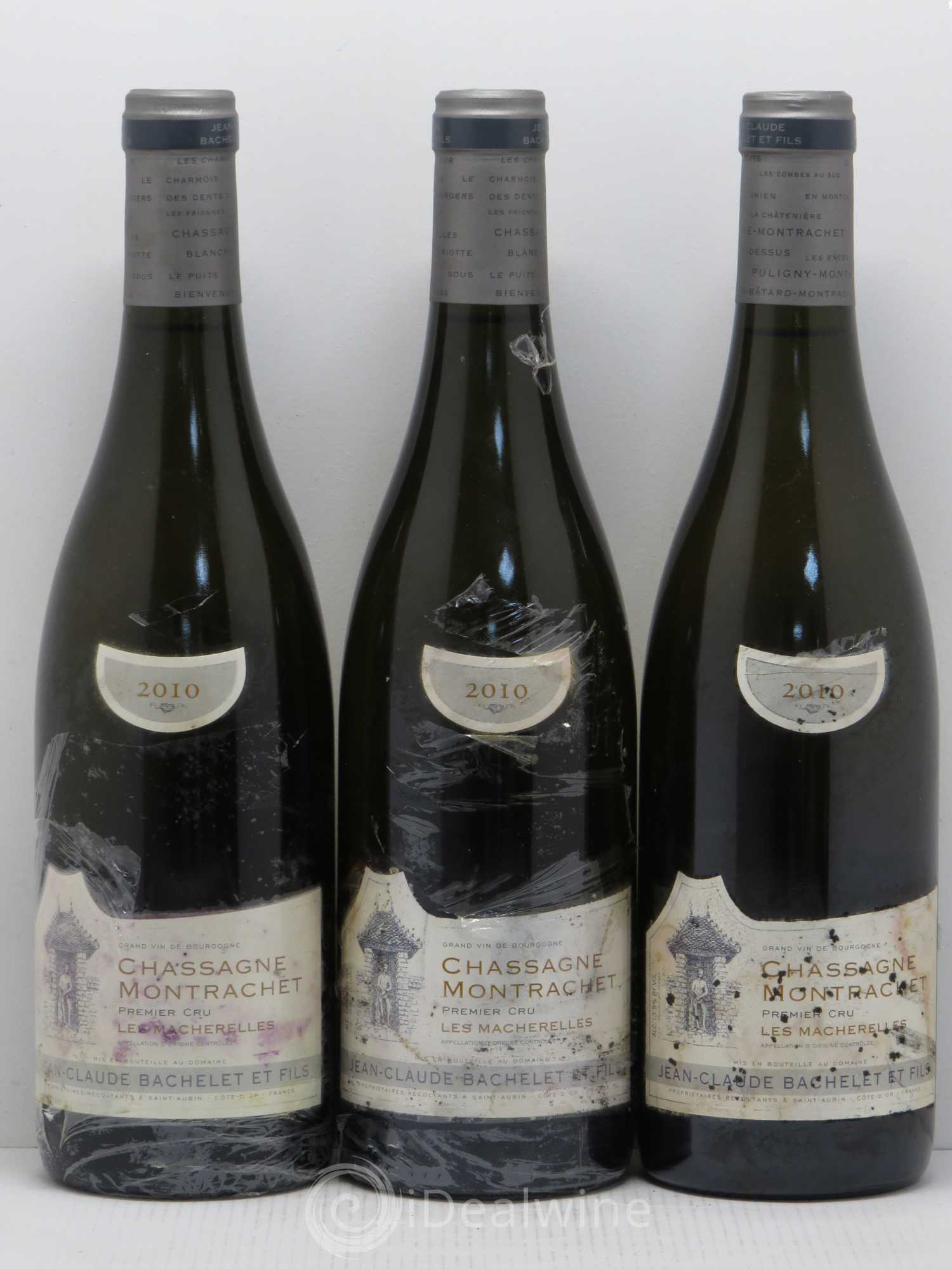 Chassagne-Montrachet 1er Cru Les Macherelles Jeanc Claude Bachelet Et Fils 2010 - Posten von 3 Flaschen - 0