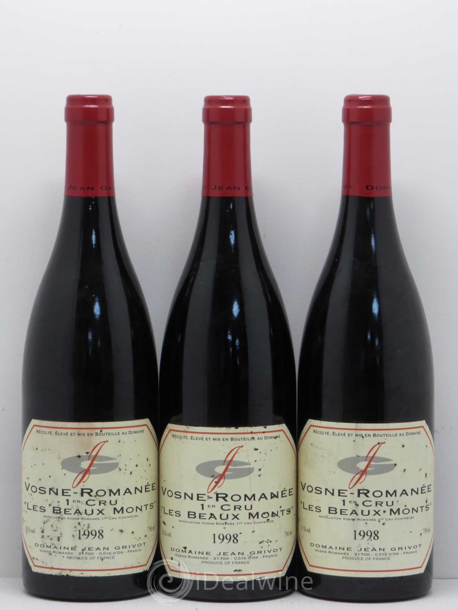 Vosne-Romanée 1er Cru Les Beaux-Monts Jean Grivot 1998 - Lot de 3 bouteilles - 0