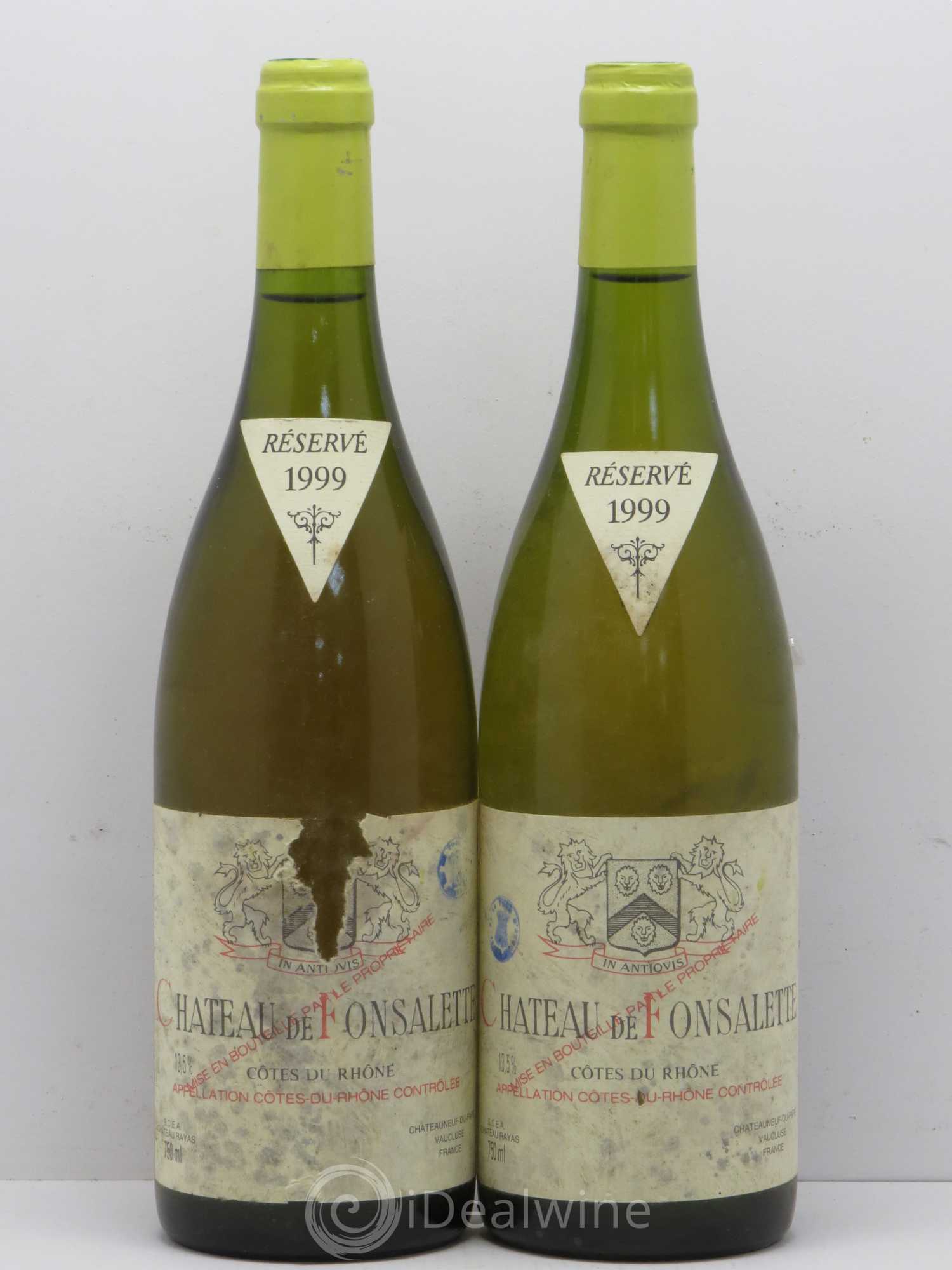 Côtes-du-Rhône Château de Fonsalette Emmanuel Reynaud 1999 - Lot de 2 bouteilles - 0