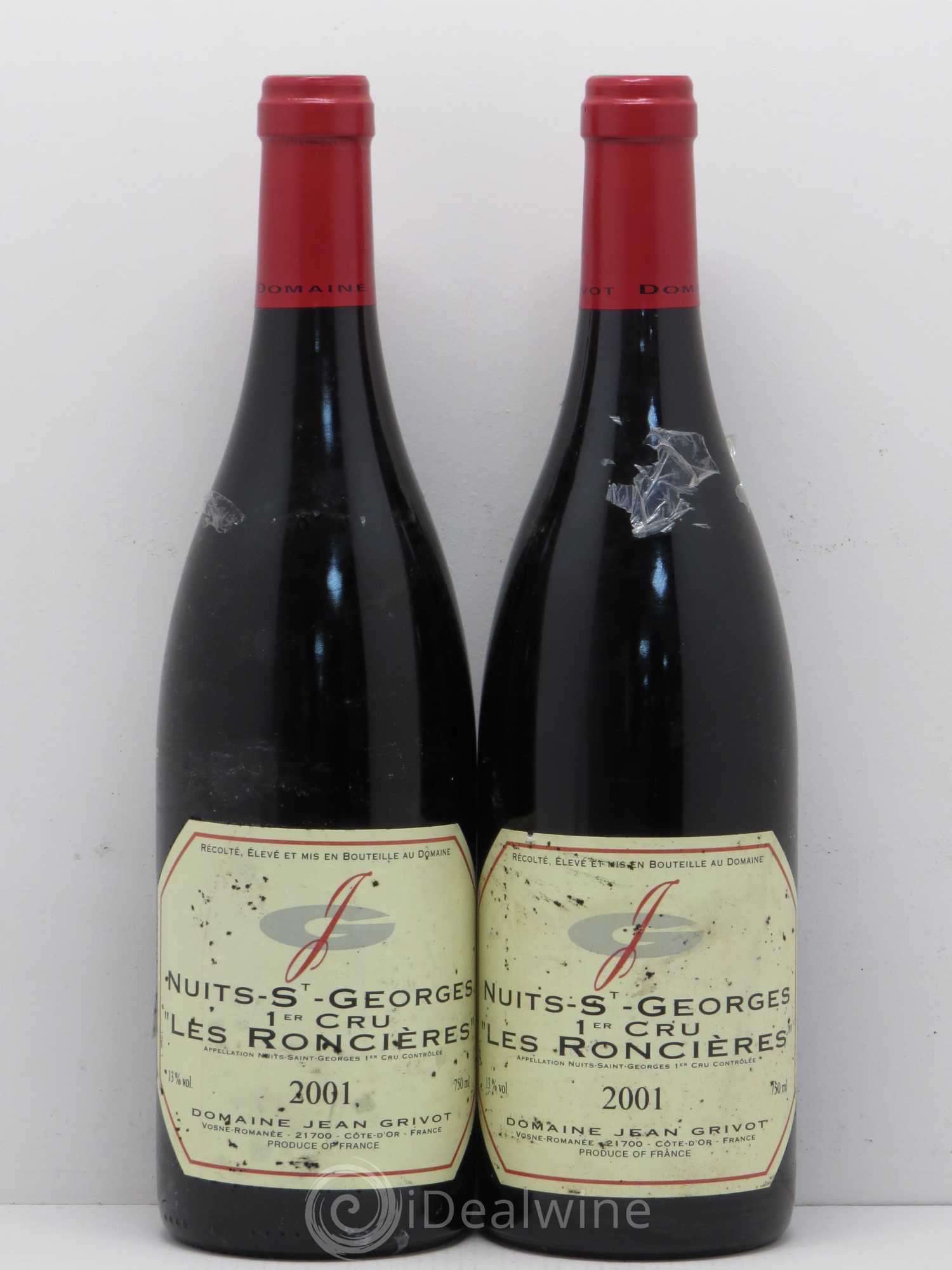 Nuits-Saint-Georges 1er Cru Roncière Jean Grivot 2001 - Lot de 2 bouteilles - 0