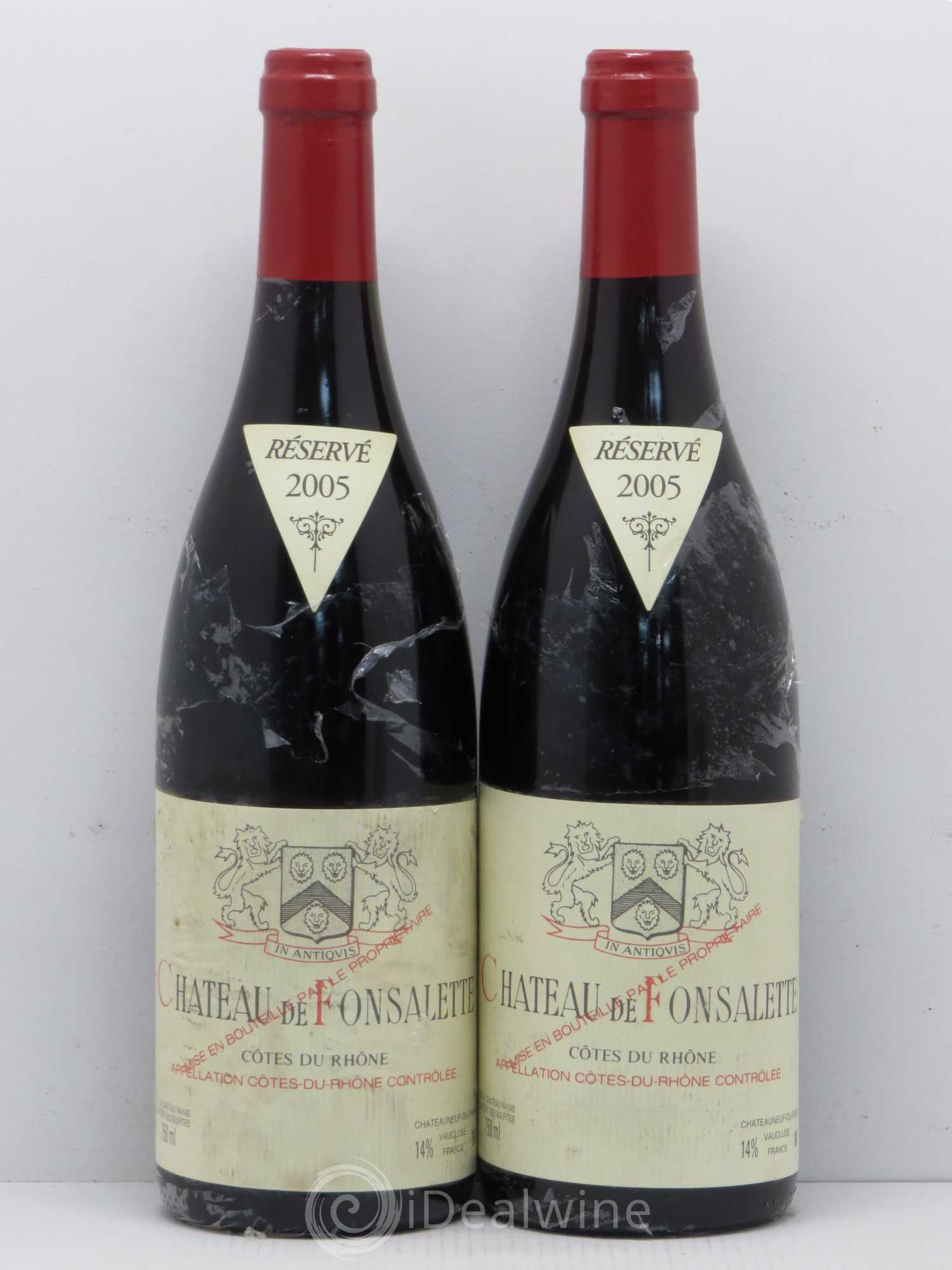 Côtes-du-Rhône Château de Fonsalette Emmanuel Reynaud 2005 - Lot de 2 bouteilles - 0