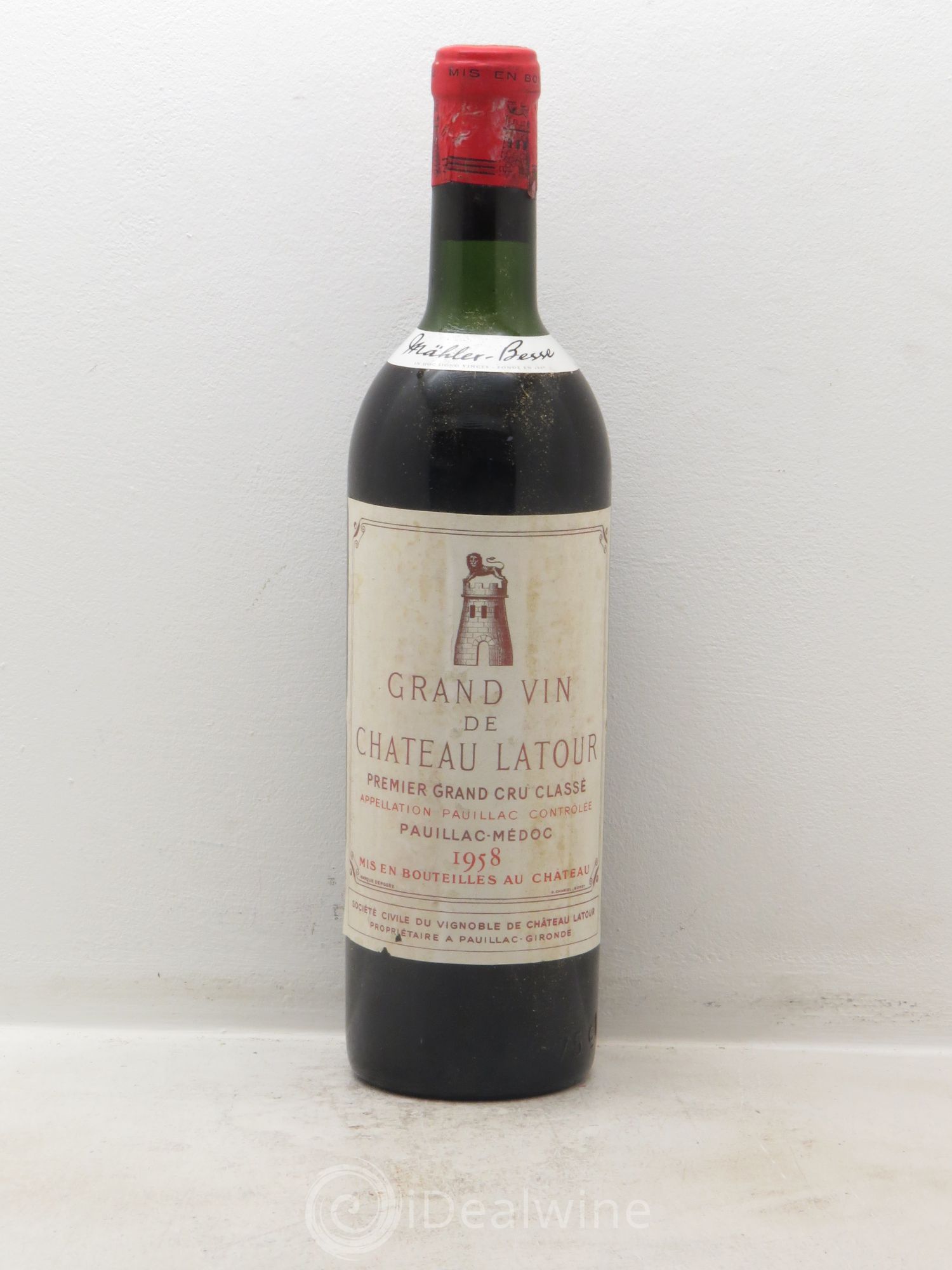 Château Latour 1er Grand Cru Classé Nég.Mähler Besse 1958 - Lot de 1 bouteille - 0
