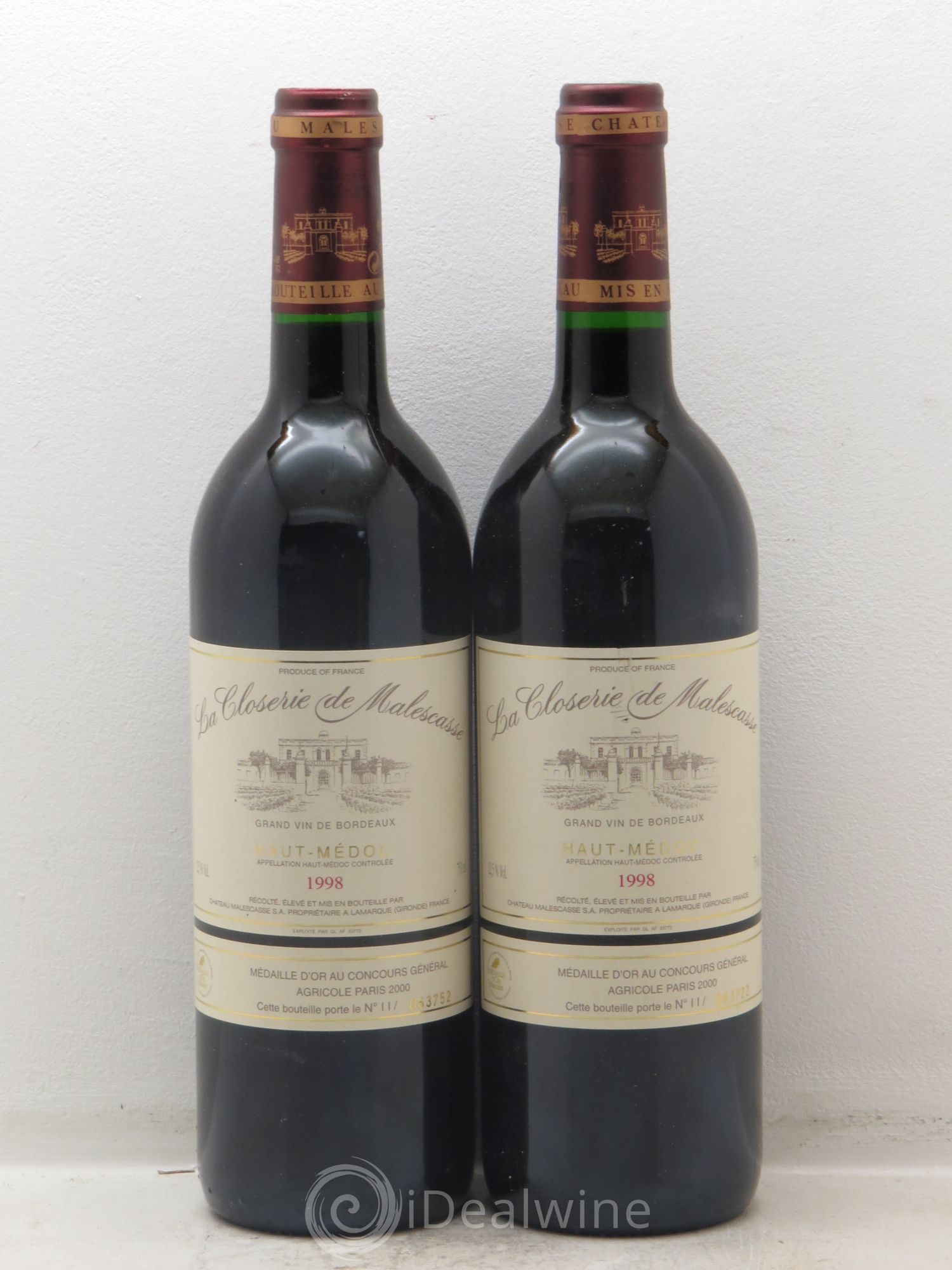 Haut Médoc La Closerie de Malescasse (sans prix de réserve) 1998 - Posten von 2 Flaschen - 0
