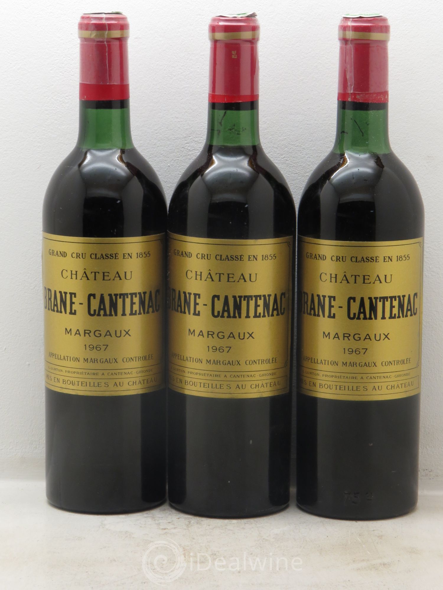 Château Brane Cantenac 2ème Grand Cru Classé 1967 - Lot de 3 bouteilles - 0