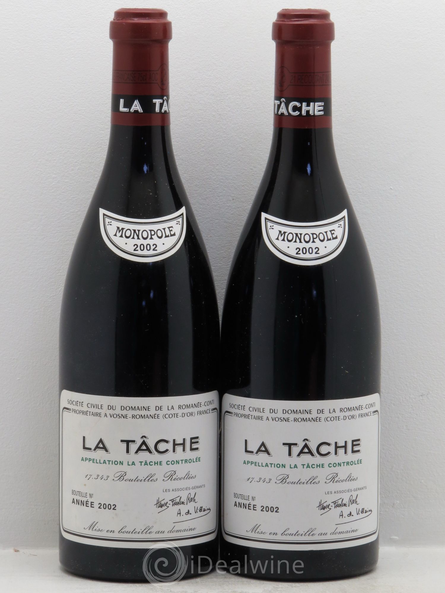 La Tâche Grand Cru Domaine de la Romanée-Conti 2002 - Lot de 2 bouteilles - 0