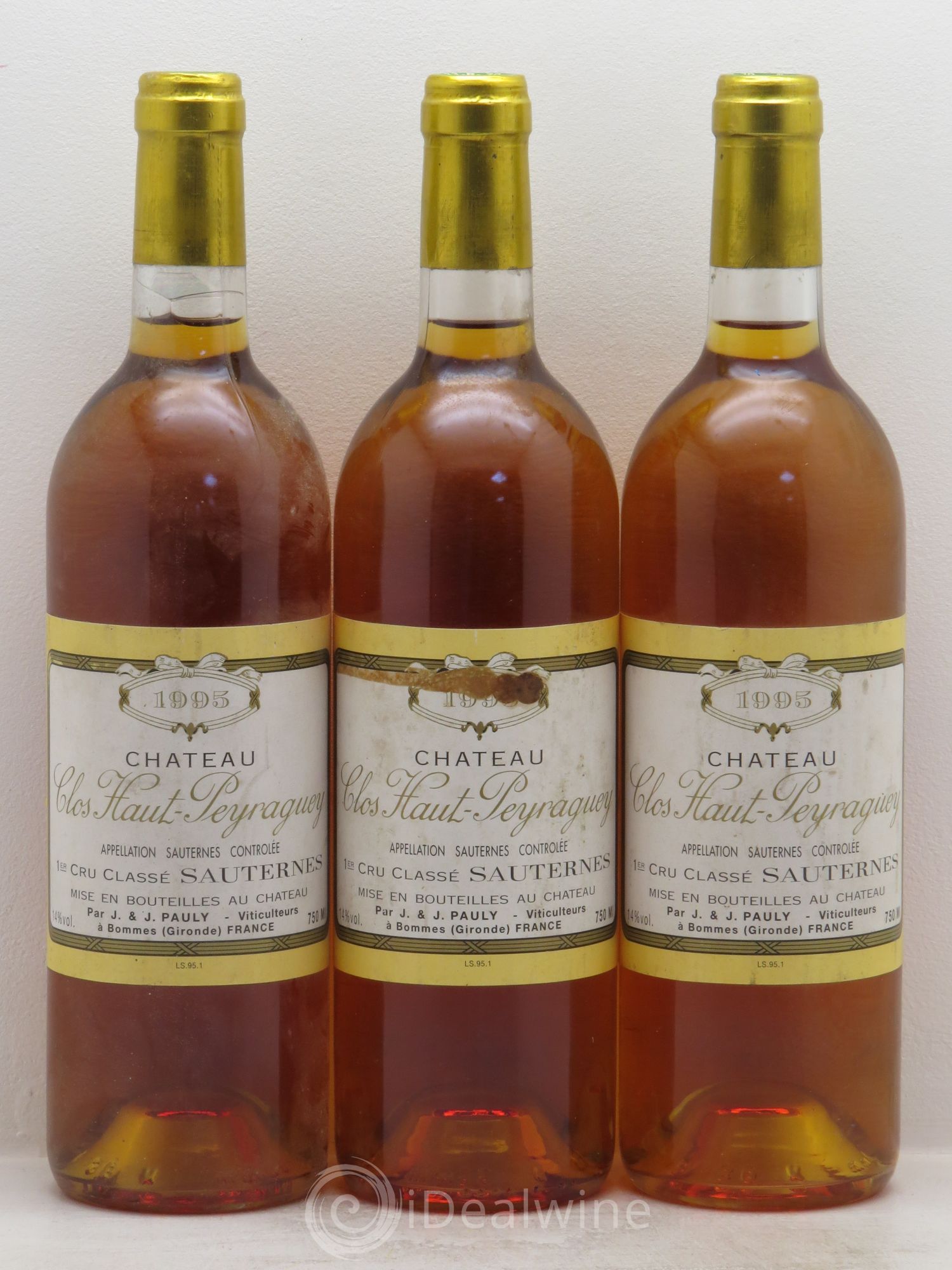 Clos Haut-Peyraguey 1er Grand Cru Classé 1995 - Lotto di 3 bottiglie - 0