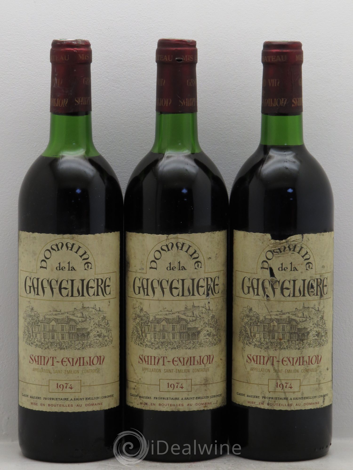 Saint-Émilion Domaine de la Gaffelière 1974 - Lot de 3 bouteilles - 0