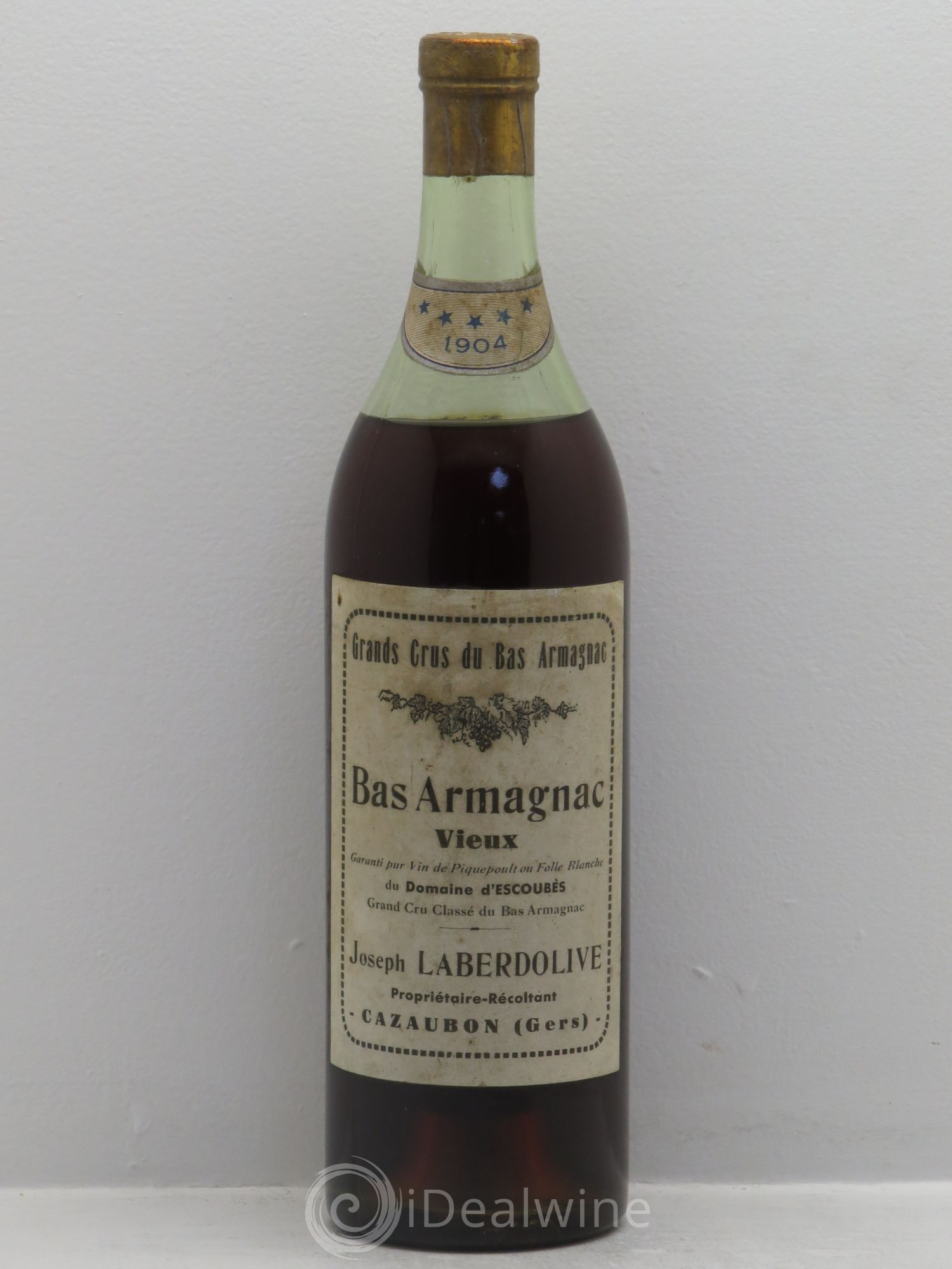Bas-Armagnac Vieux -Domaine D'Escoubes 1904 - Posten von 1 Flasche - 0
