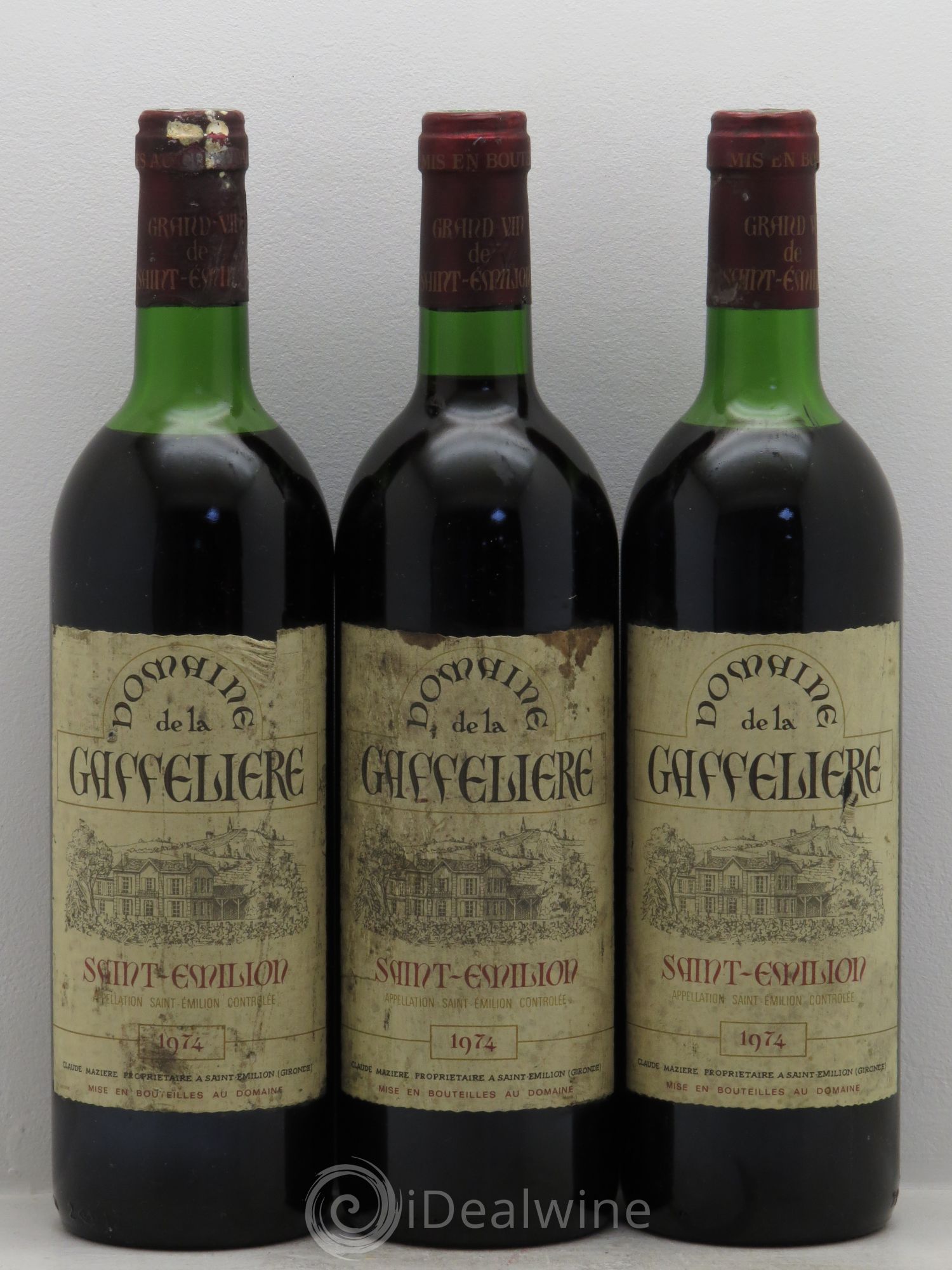 Saint-Émilion Domaine de la Gaffelière 1974 - Lot de 3 bouteilles - 0