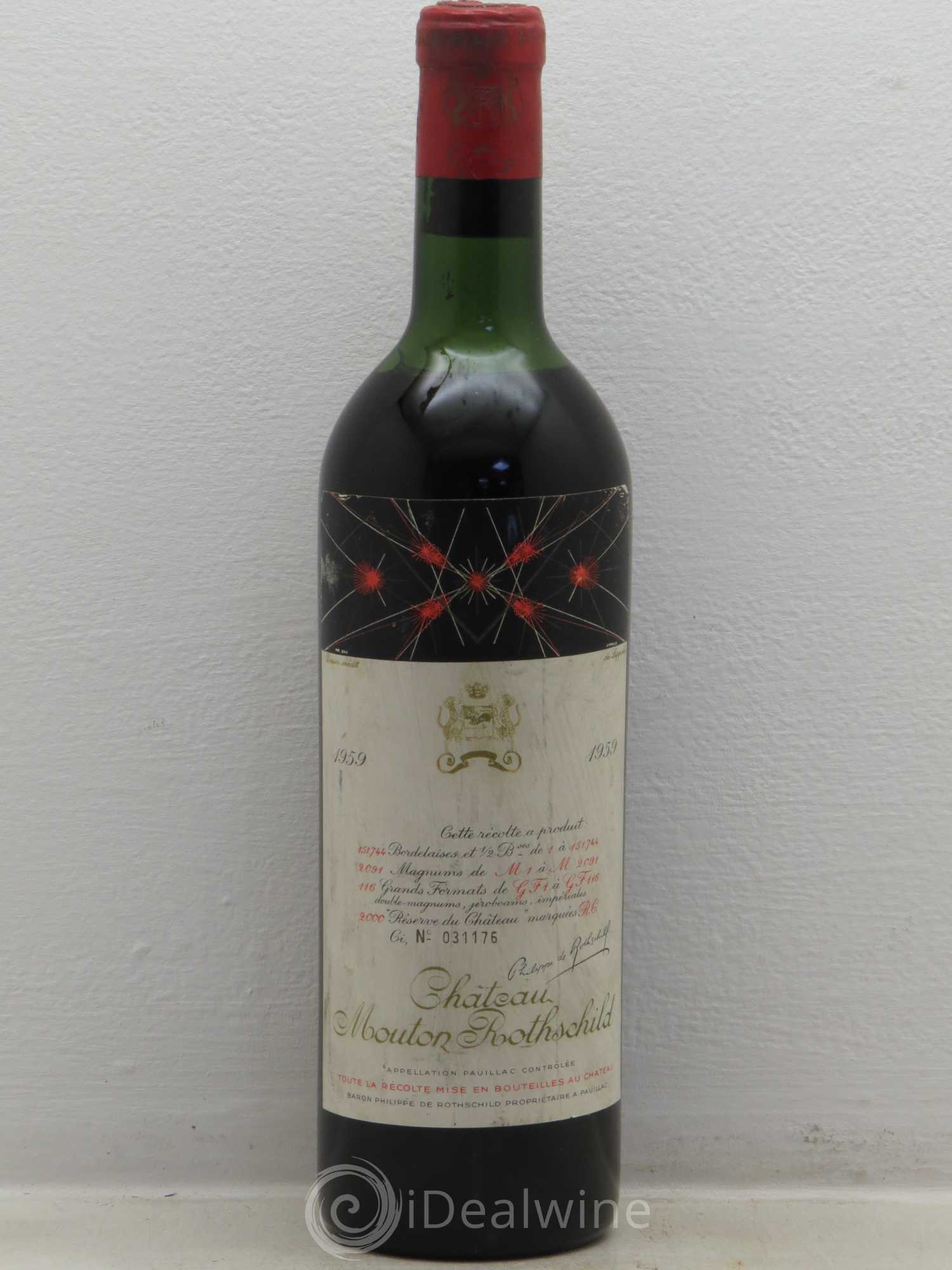 Château Mouton Rothschild 1er Grand Cru Classé 1959 - Lot de 1 bouteille - 0