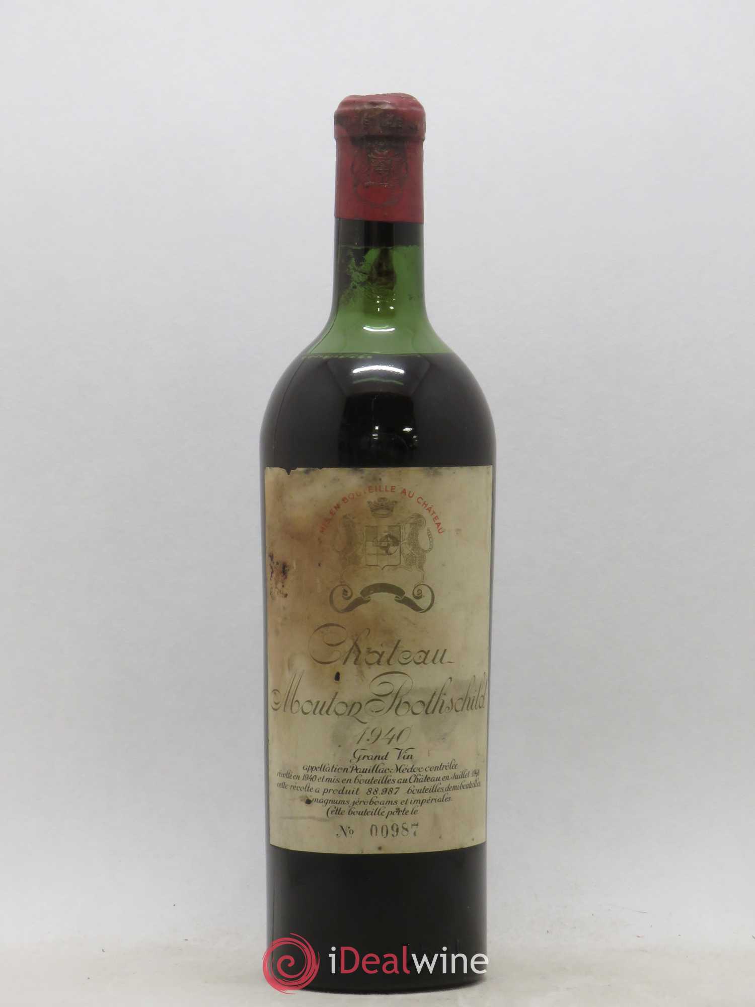 Château Mouton Rothschild 1er Grand Cru Classé 1940 - Lot de 1 bouteille - 0