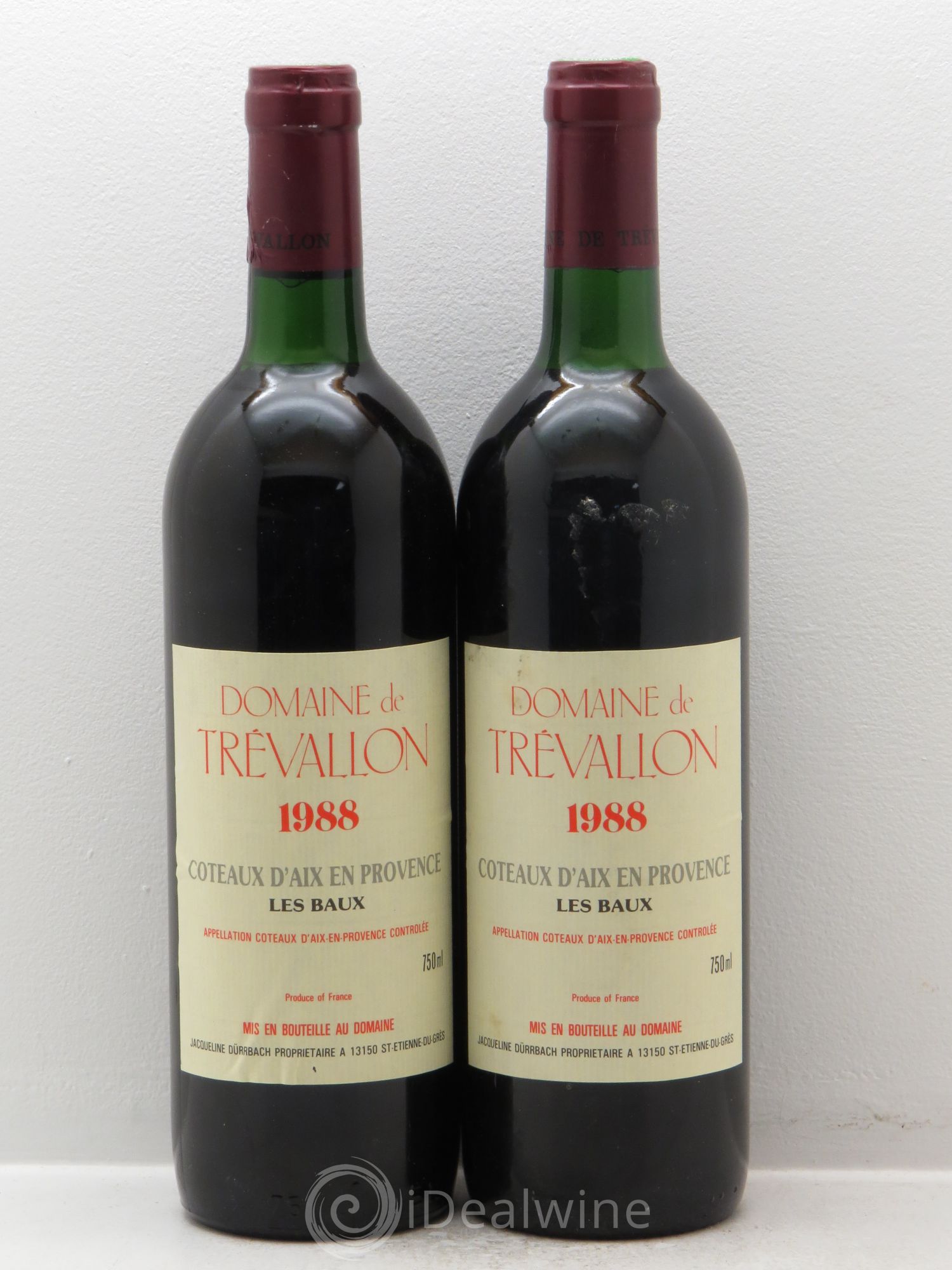 Coteaux d'Aix-en-Provence Trévallon (Domaine de) Eloi Dürrbach 1988 - Lot de 2 bouteilles - 0