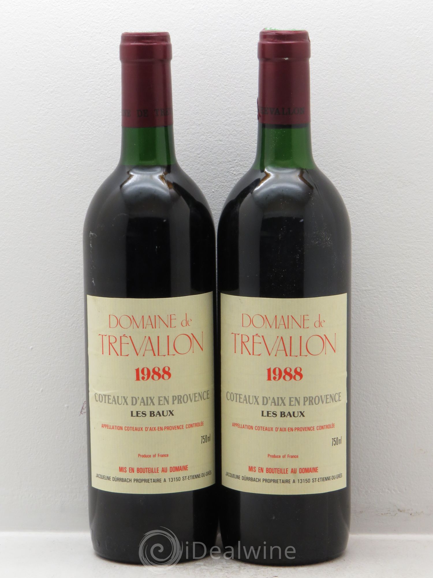 Coteaux d'Aix-en-Provence Trévallon (Domaine de) Eloi Dürrbach 1988 - Lot de 2 bouteilles - 0
