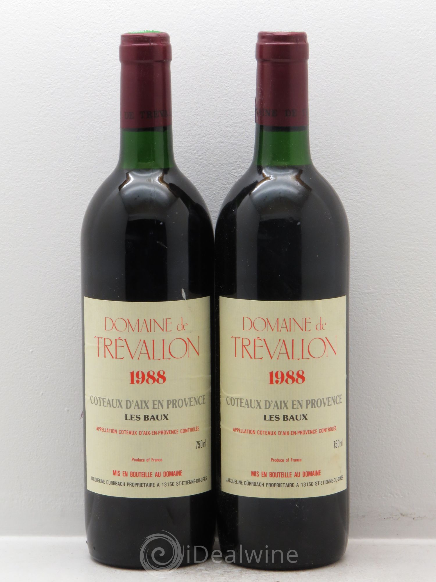 Coteaux d'Aix-en-Provence Trévallon (Domaine de) Eloi Dürrbach 1988 - Lot de 2 bouteilles - 0
