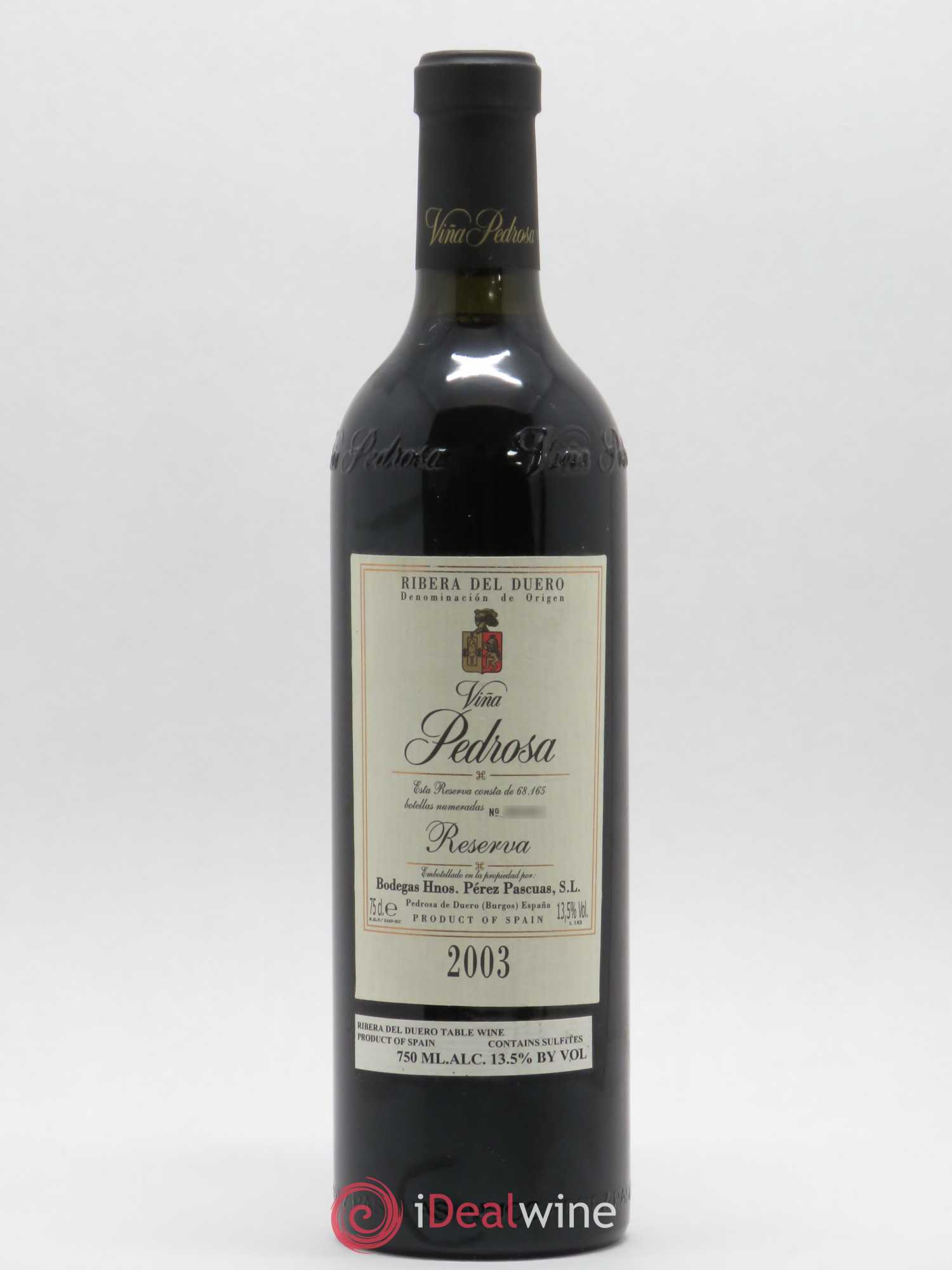 Ribera Del Duero DO Vina Pedrosa Reserva Perez Pascuas 2003 - Posten von 1 Flasche - 0