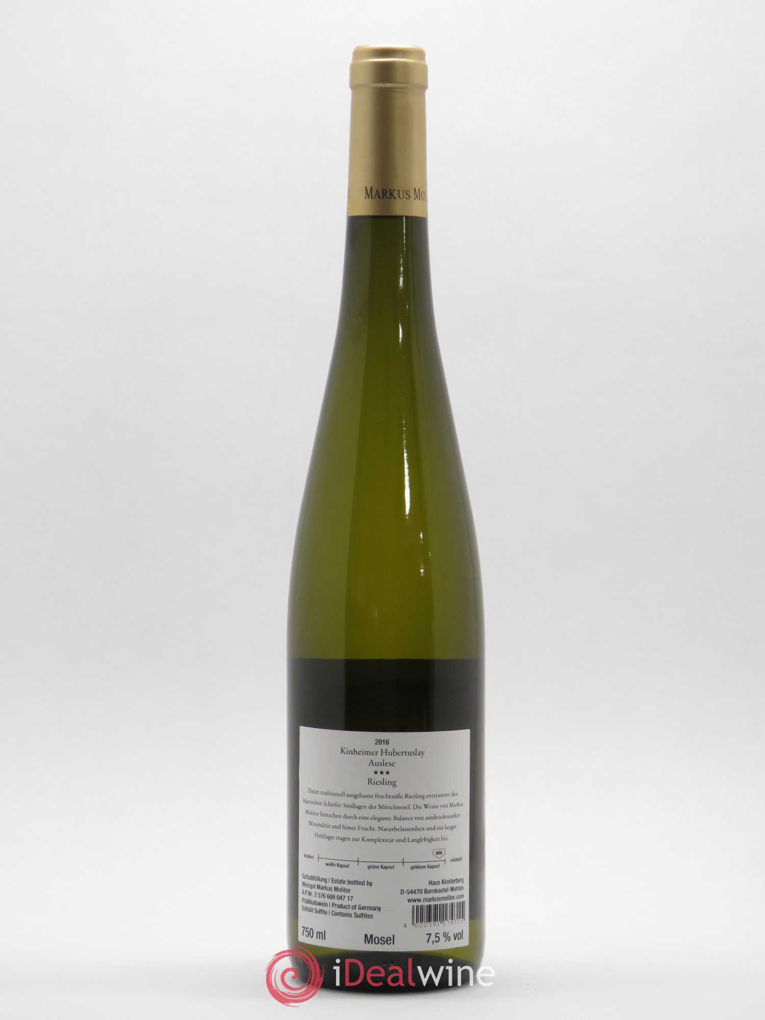 Riesling Auslese Kinheimer Husbertuslay Markus Molitor Gold Kapsel 2016 - Posten von 1 Flasche - 1