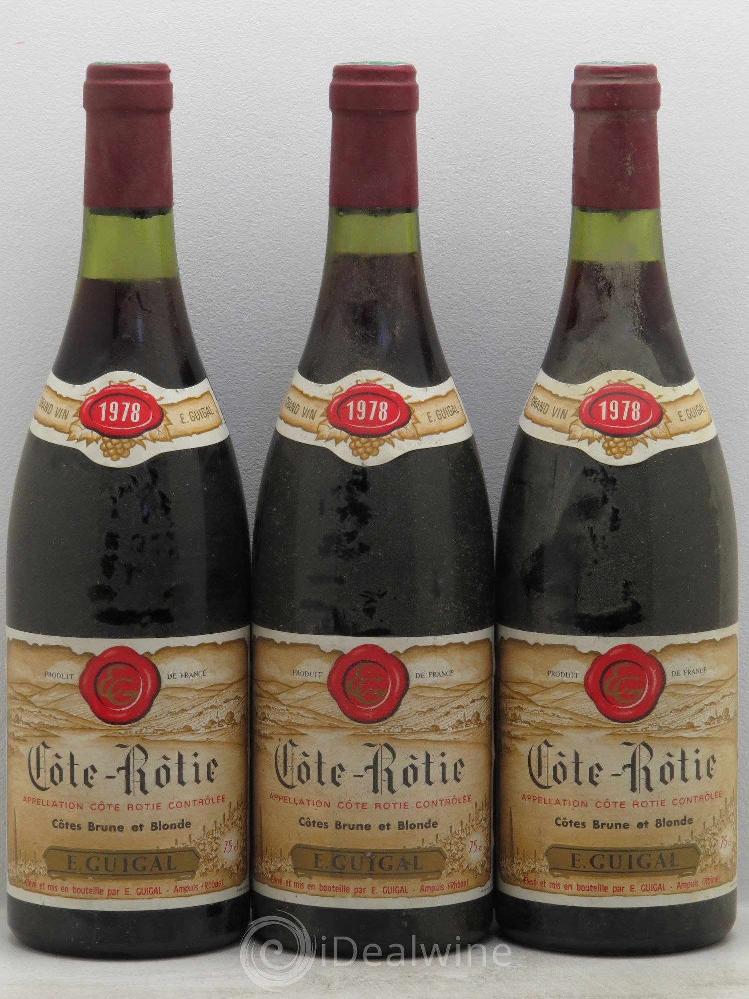 Côte-Rôtie Côtes Brune et Blonde Guigal 1978 - Lot de 3 bouteilles - 0